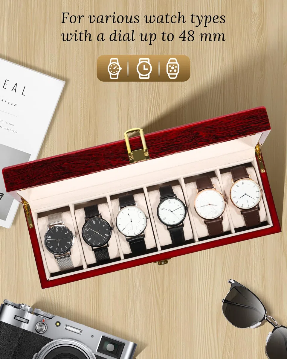 Espositore per orologi da uomo, in legno