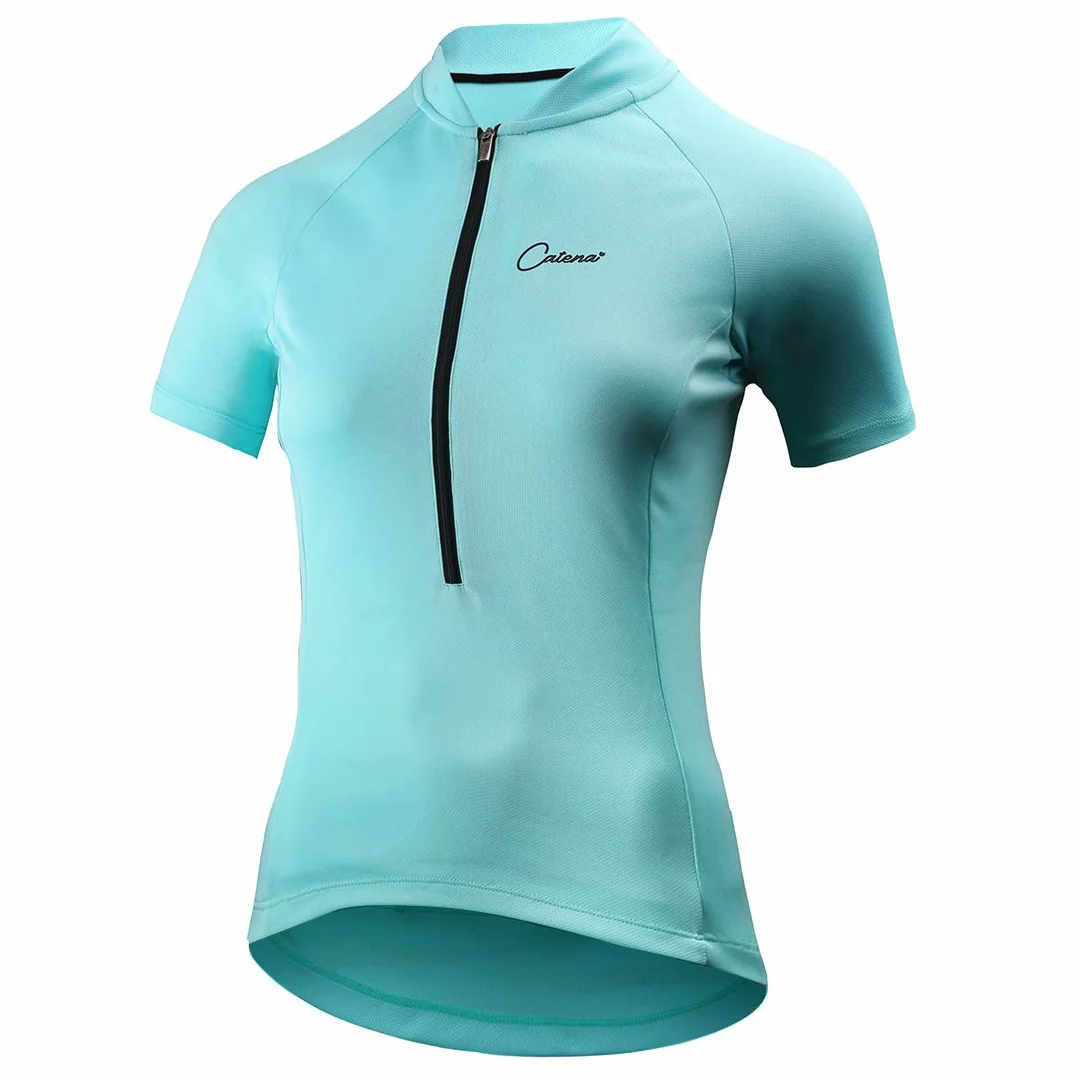 CATENA Maglia da Ciclismo da Donna a Maniche Corte Maglia da Ciclismo Mountain Bike Top Maglia da Ciclismo Pantaloncini da Bici MTB Bici da Strada Traspirante ad Asciugatura Rapida Monocromatica