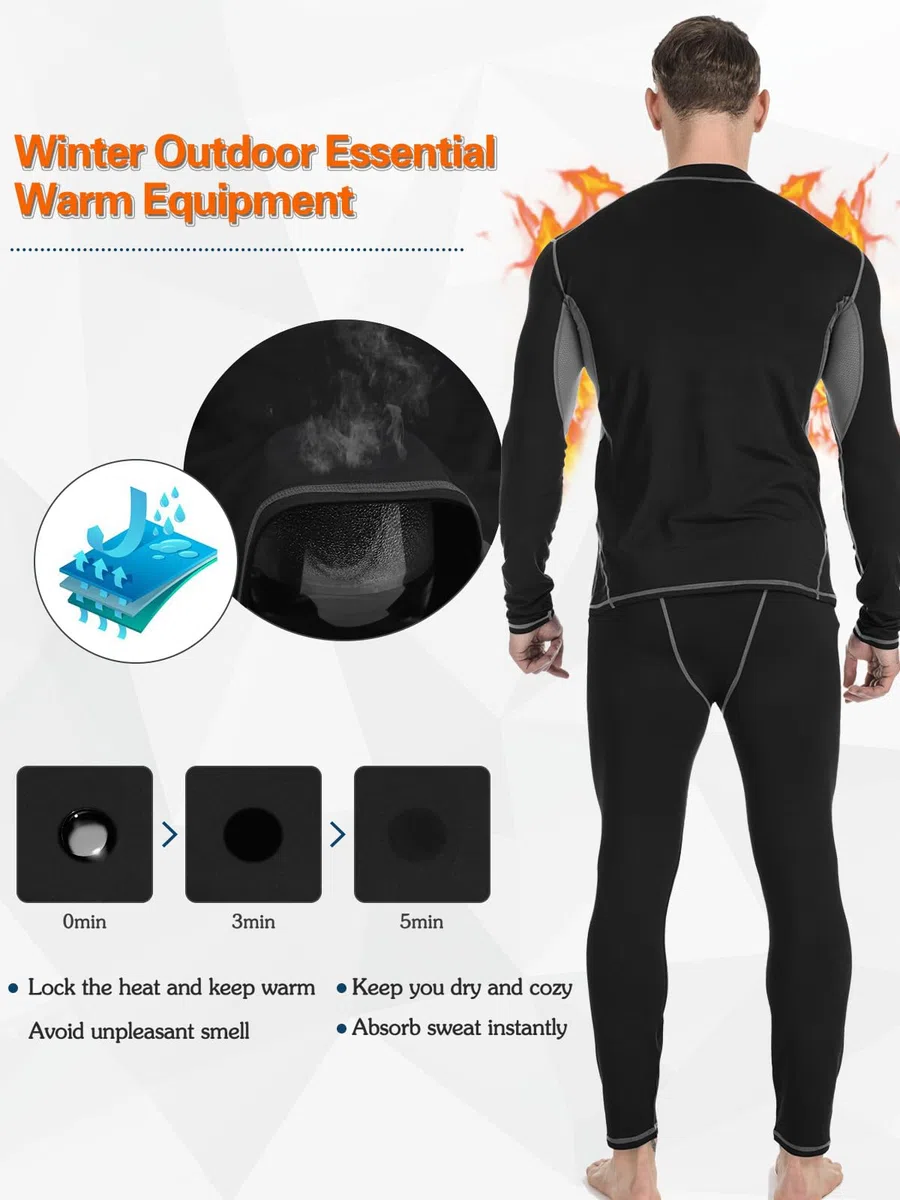 Biancheria Intima Termica Uomo, Biancheria Funzionale Uomo Quick Dry Maglia Termica Invernali da Sport Compression Baselayer per Corsa Ciclismo Calcio