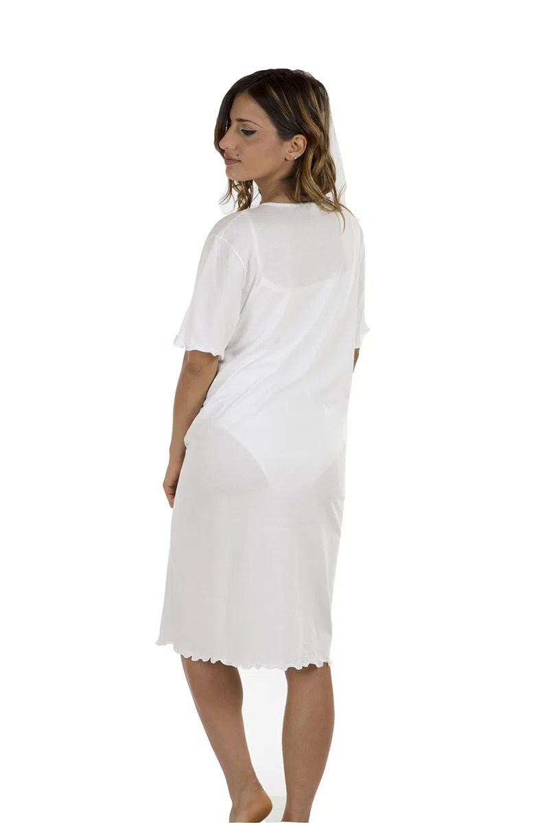 Premamy - Camicia Clinica per Premaman, Modello Aperto Davanti, Cotone Jersey, Pre-Post Parto