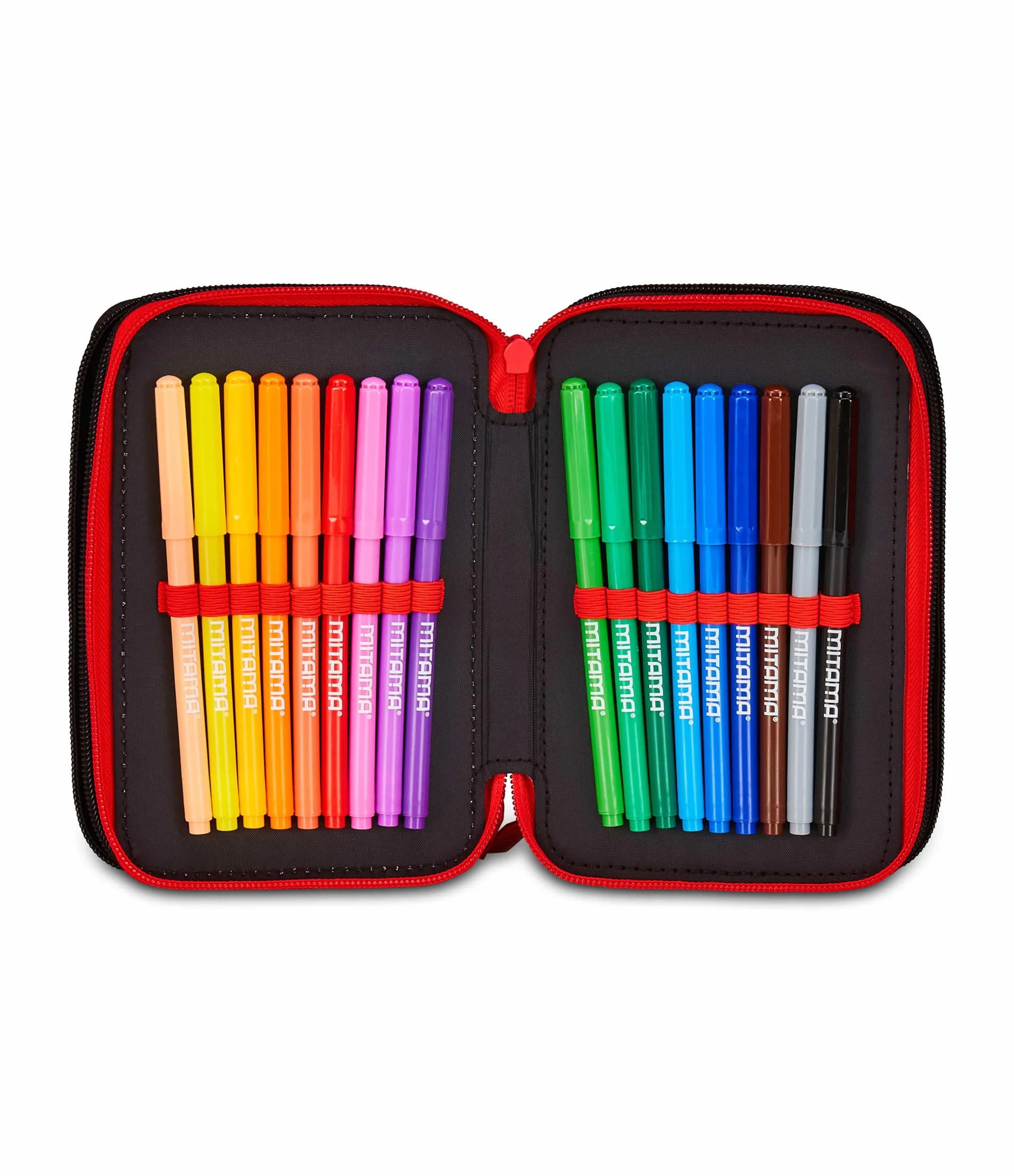 Seven Milan Astuccio Scuola 3 Zip, Nero, Portapenne Triplo Scomparto Completo Di Penne, Matite, Colori, Accessori Zaino, Scuola Elementare, Bambino Calcio