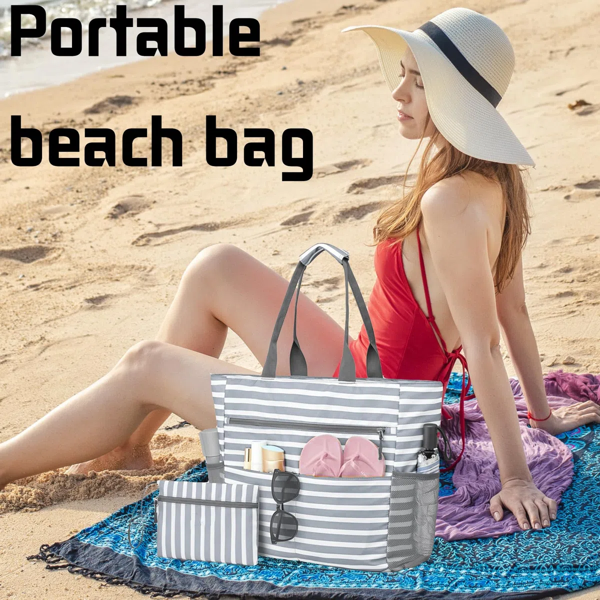 Borsa Mare Donna, Grande e Piccola da Spiaggia, Borsa Spiaggia Donna Impermeabile per Viaggio, Vacanza, Piscina, Shopping e Uso Quotidiano