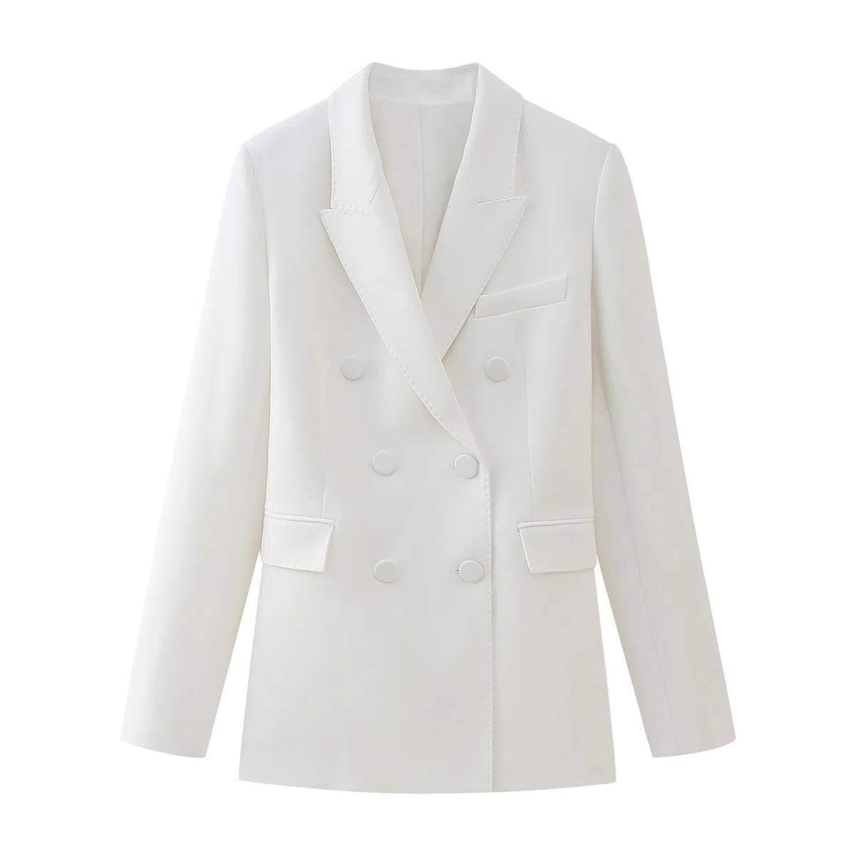 Giacca Bianca Doppiopetto Casual dal Nuovo Temperamento stagionale + Minigonna-Gonna-L