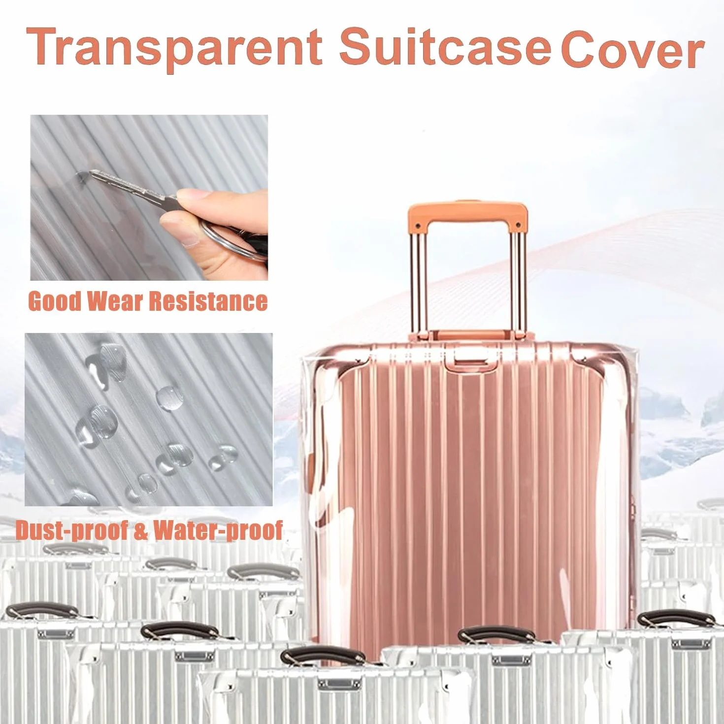 Copri Valigia Grande, Coprivaligia Impermeabile 30 Pollici, Copri Valigia Trolley Cabina in PVC, Proteggi Valigia da Stiva XL, Luggage Cover Transparent, Copertura Protettiva per Bagagli