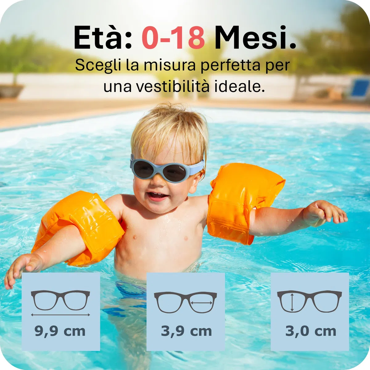 Mausito Occhiali da sole bambini 0-18 mesi | FLESSIBILI Occhiali da sole neonato 100% PROTEZIONE UV | Fascia regolabile & senza BPA | Migliore nei test | Design europeo per bambino e bambina