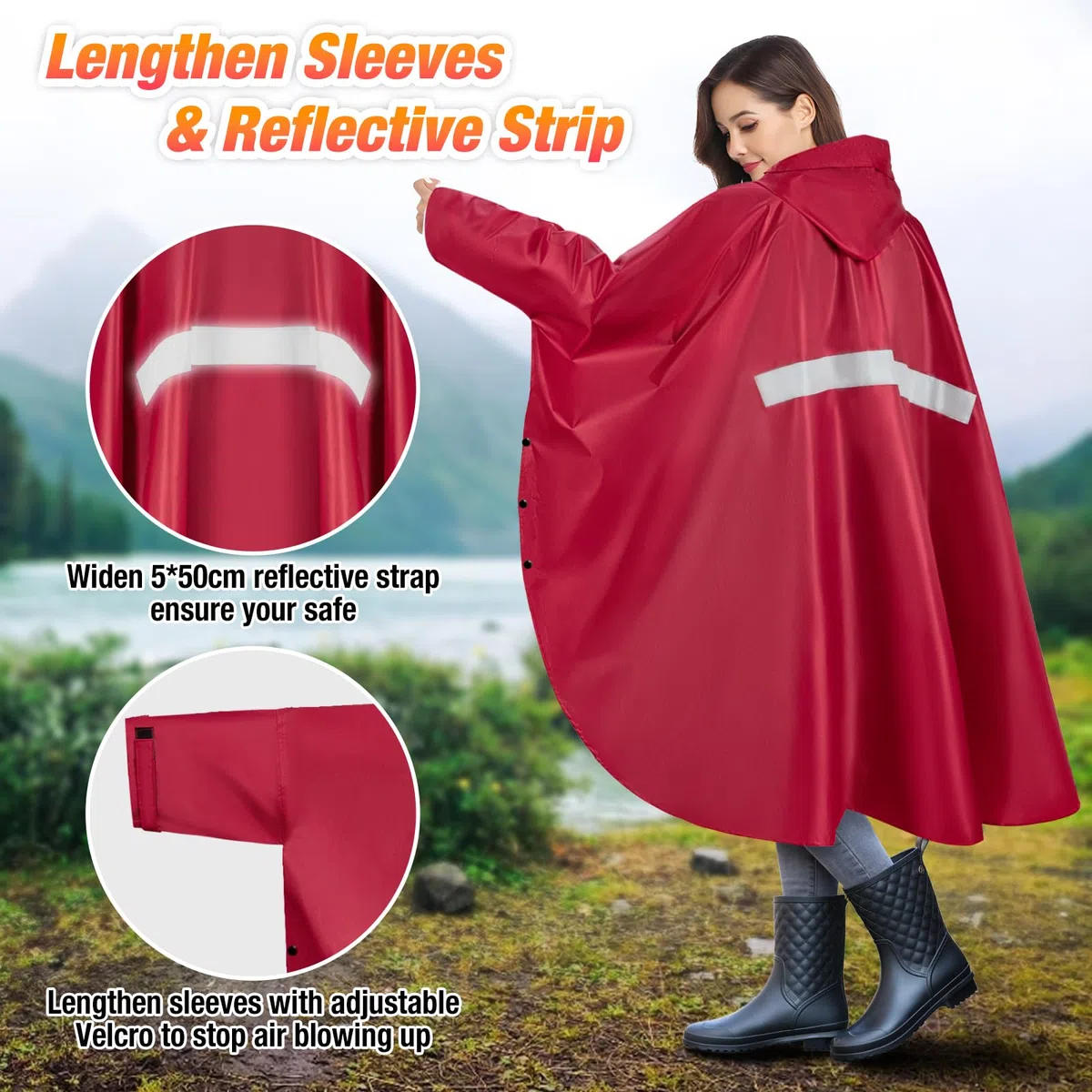 Poncho Antipioggia Impermeabile Donna Giacca Antipioggia Uomo con Cappuccio e Maniche e Tasca Riutilizzabile Mantella da Pioggia Lungo per Trekking Campeggio Pesca