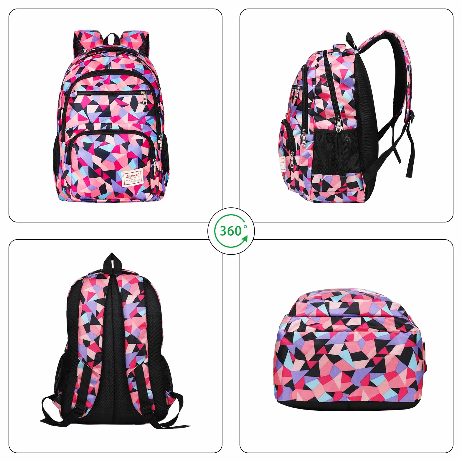Zaino Scuola Zainetto Bambina Ragazzo per Superiore Media Università, 3 Pezzi School Bag Set Backpack Impermeabile, Grande Capacità Zainetto Ragazza Bambino per Scuola Viaggio