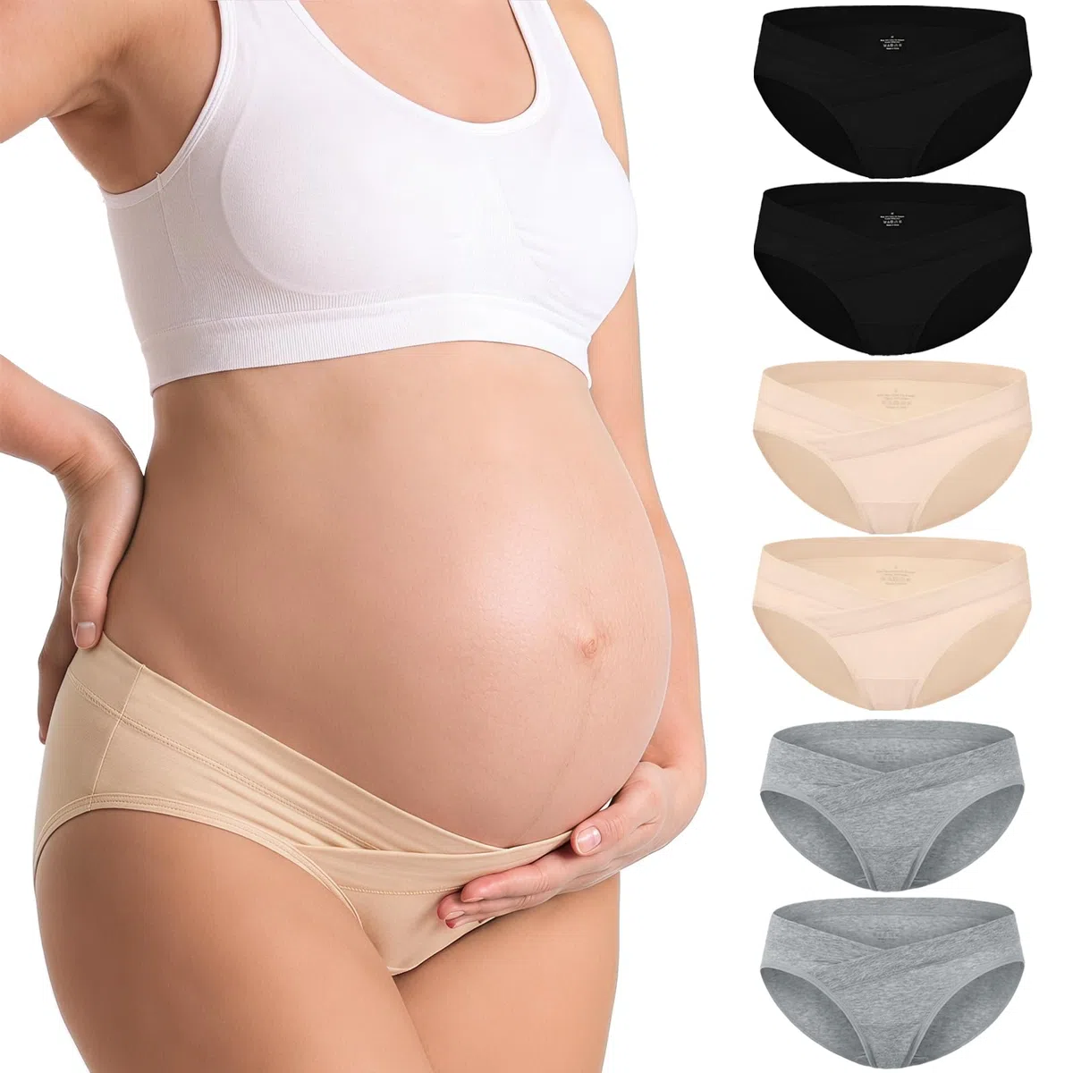 Pantaloni Premaman Donna Mutande Gravidanza Cotone Post Parto Traspirante e a Vita Bassa 6 Pezzi