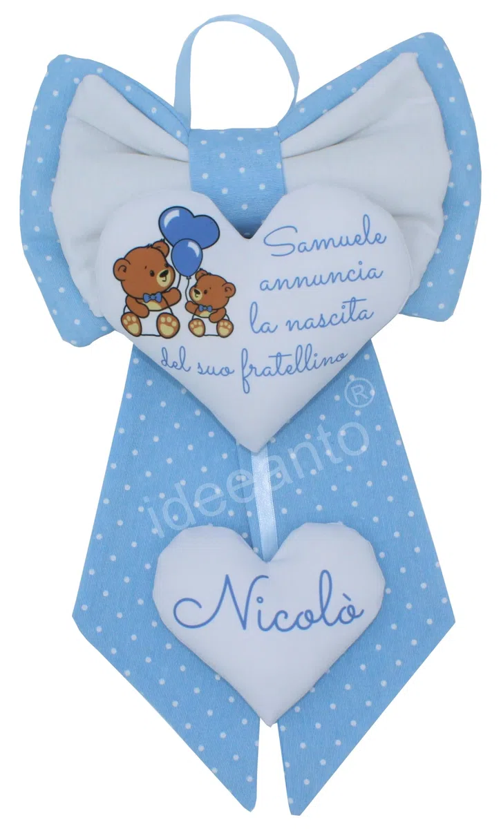 ideeanto Fiocco Nascita bimbo bimba Personalizzato con Nome e Frase, Fatto a Mano in Italia, fiocco nascita rosa fiocco nascita azzurro