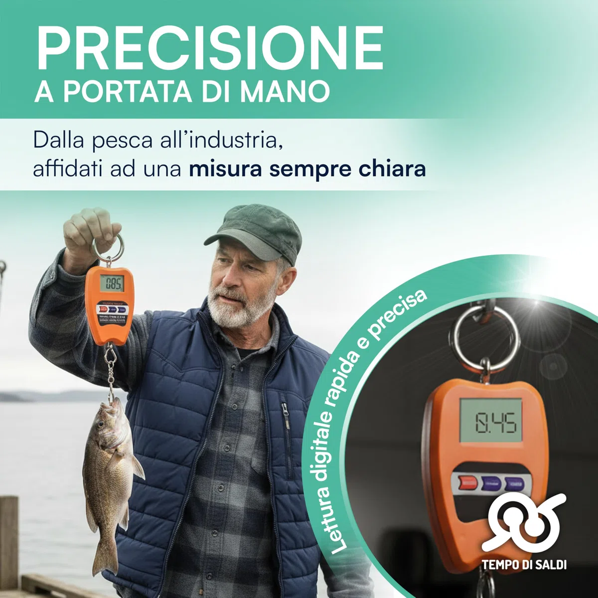 TEMPO DI SALDI Bilancia con Gancio Professionale Dinamometrica Max 200 Kg con Schermo Retroilluminato, Bilancia Digitale Pesa Valigia da Viaggio Portatile