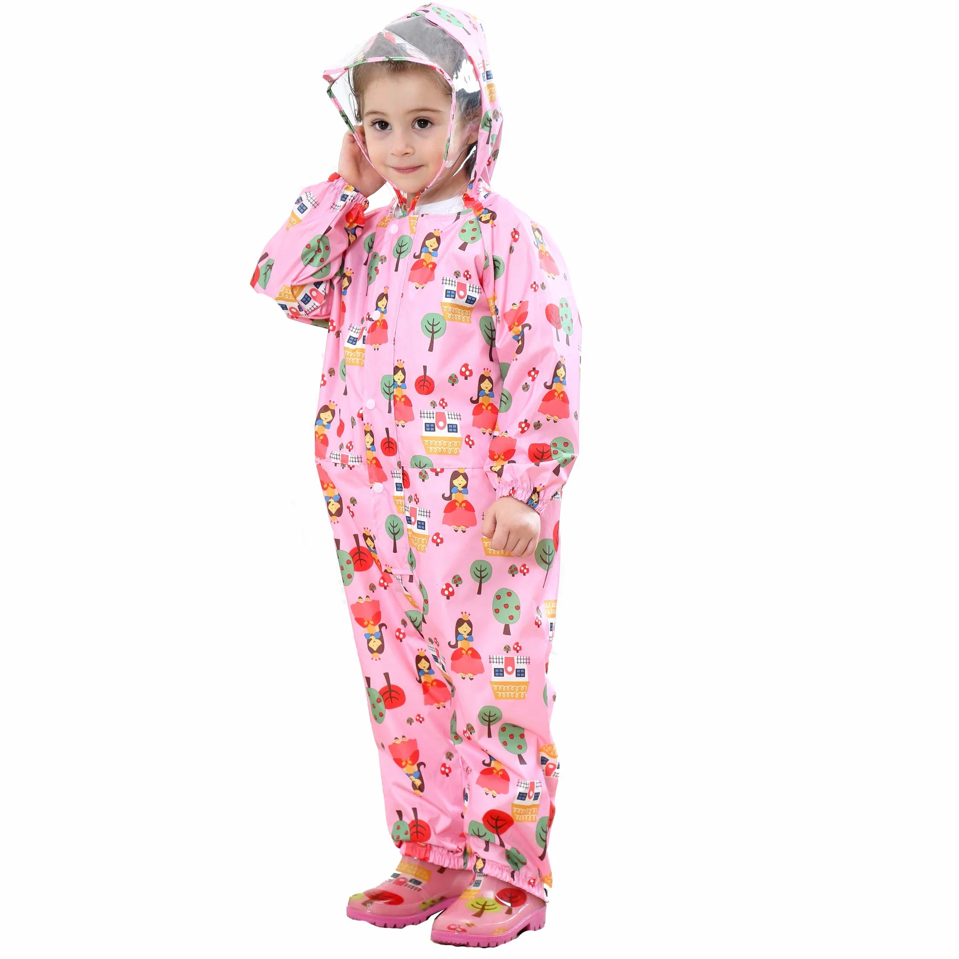 Impermeabile Pioggia Bambino Impermeabile Antipioggia Tuta Bambini Con Cappuccio Ragazze Ragazzi Poncho Portatile Jogging Tutto in Uno Giacche Impermeabili Bimba Bimbo Unisex 1-7 anni
