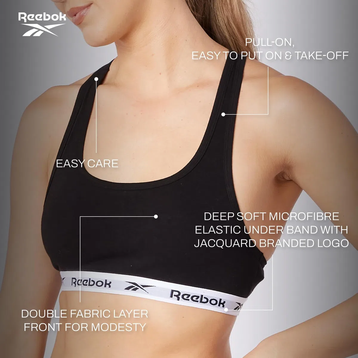 Reebok Womens Crop Top Frankie Black/White Elastic T-Shirt Donna