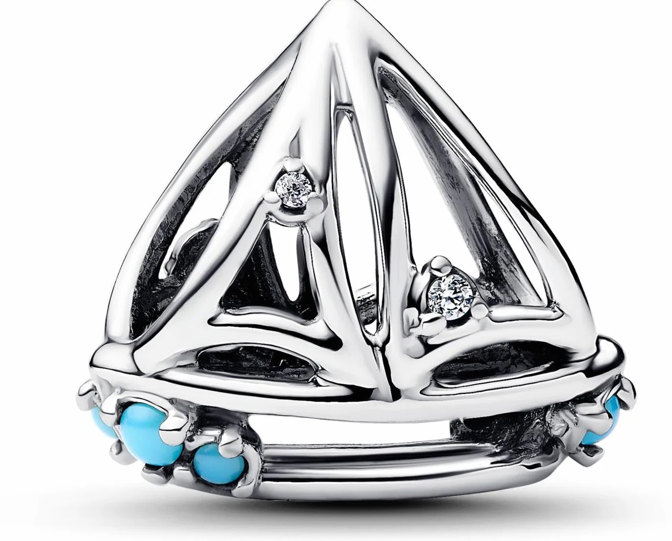 Pandora Moments 793905C01 - Ciondolo a forma di barca a vela, in argento Sterling con zirconi, compatibile, 7,5x10,8x12,2 mm, Argento sterling, Zirconia cubica