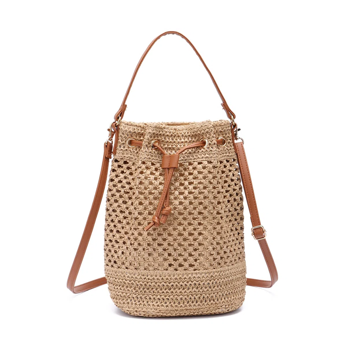 EVEOUT Borse a tracolla in Paglia Intrecciate a Secchiello Donna Bohémien Borsa a mano rafia spiaggia paglia Estiva