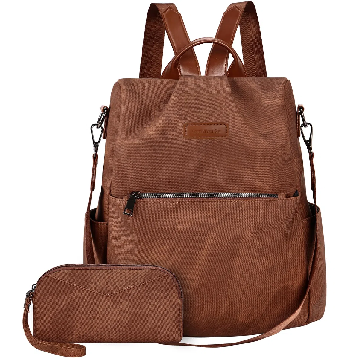Leathario Zaino Da Donna Antifurto e a Prova di Spruzzi, Zainetto Multifunzionale in Pelle Vegana, Borsa Casual ed Moda per Viaggio, Scuola, Lavoro, Shopping, Visite e Università