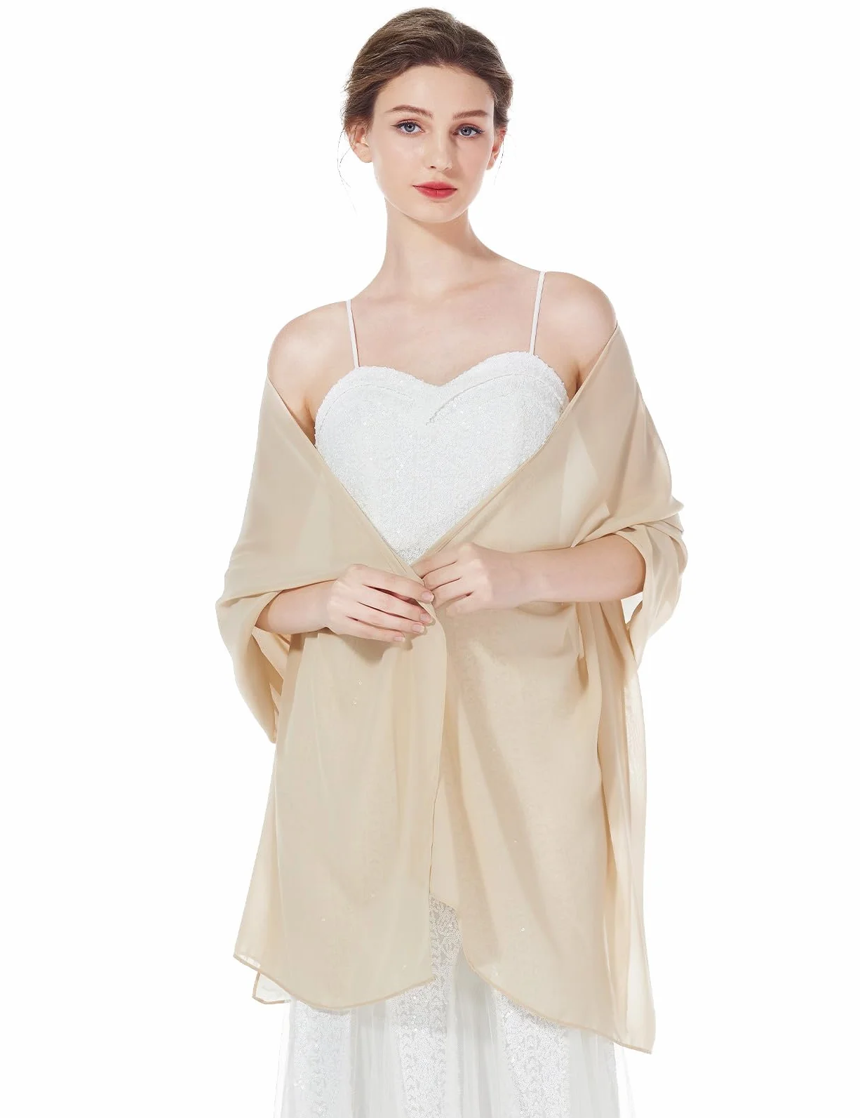 BEAUTELICATE Scialle Stola Donna Elegante Chiffon Coprispalle Sciarpa Estivo per Cerimonia Matrimonio Sposa Festa