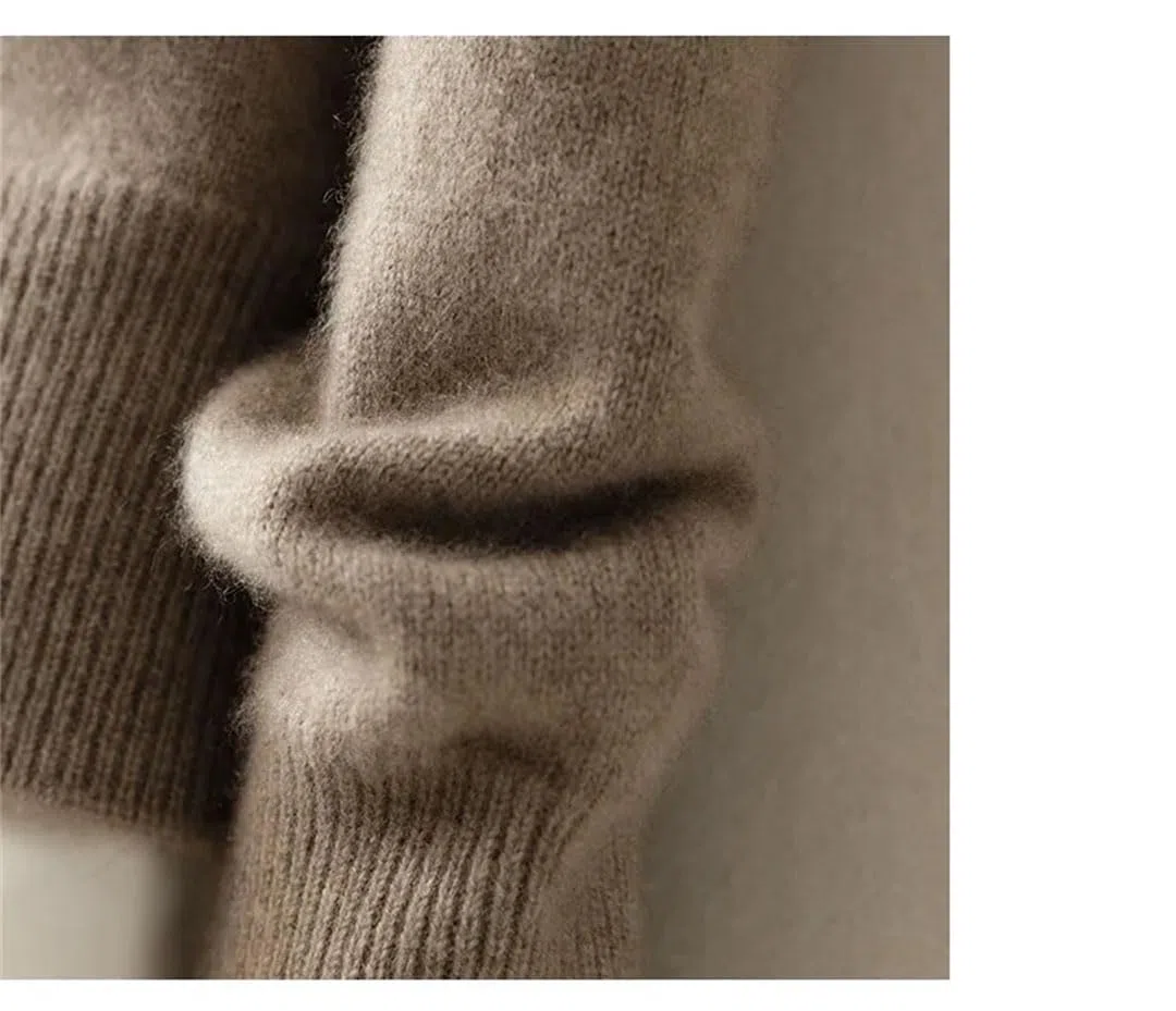 Alloaone Cardigan in Maglione di Cashmere A Maniche Lunghe da Donna con Maglione Lavorato A Maglia di Lana Sciolta A Collo Mezzo Alto