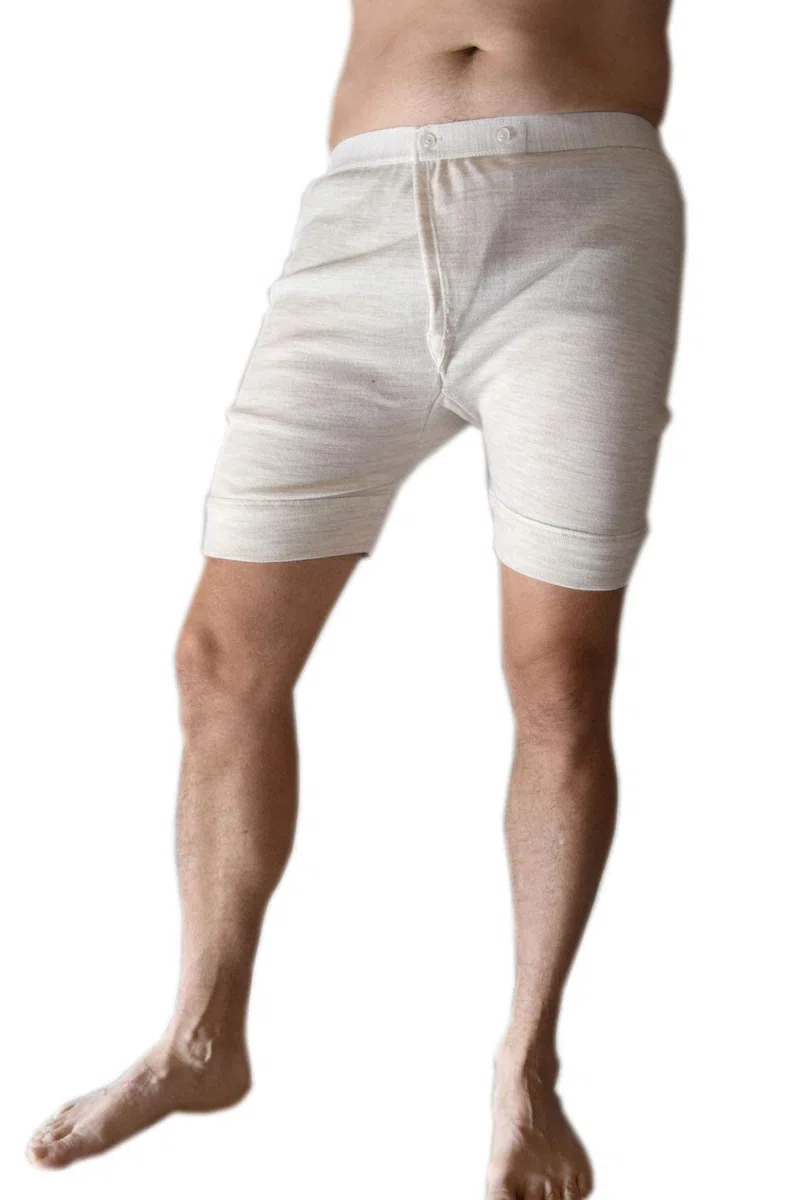 Mutanda a Gamba Corta Uomo in Lana con Bottone Intimo Invernale Funzionali Sottopantaloni Termici
