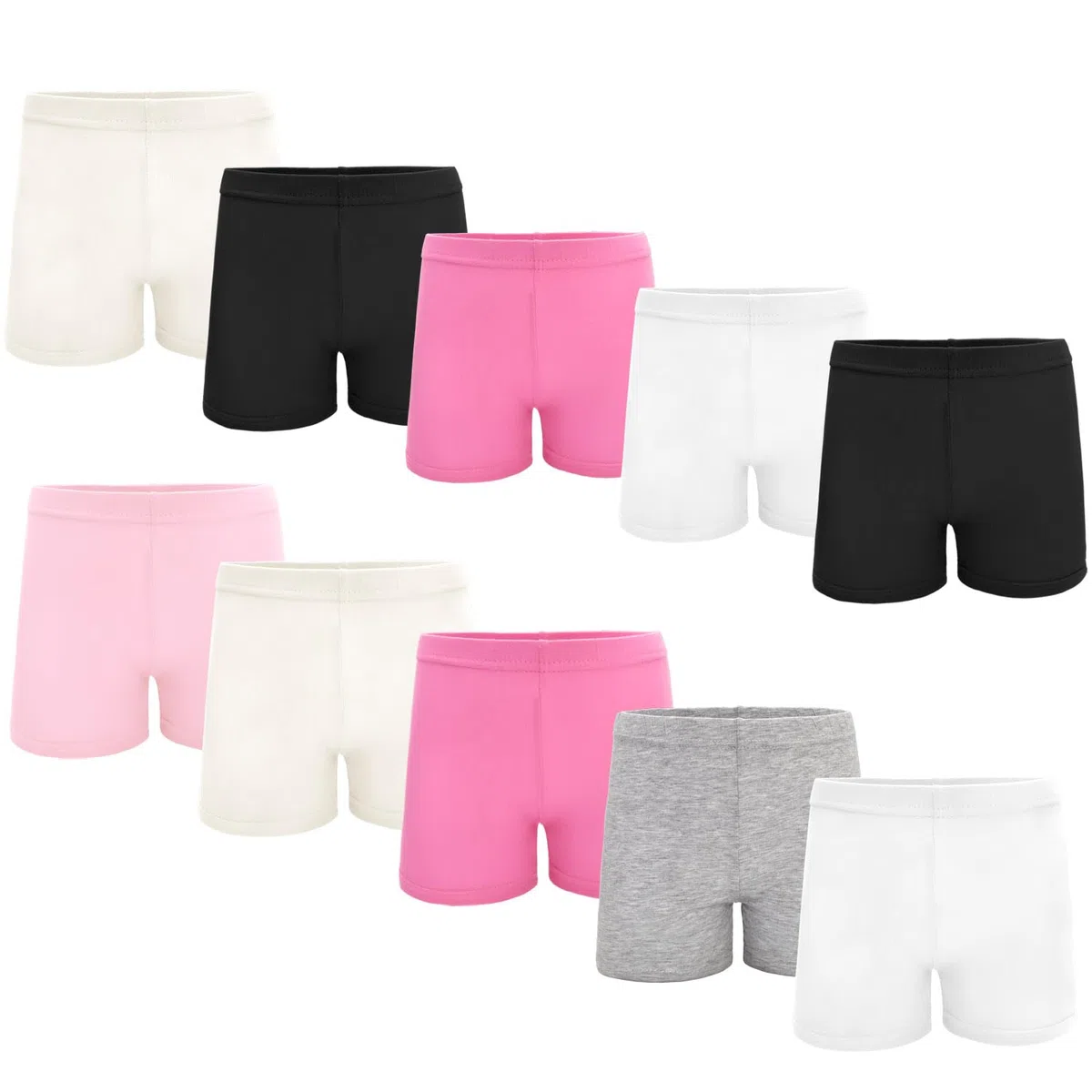 Leggings corti da scuola per ragazze, pantaloncini da danza traspiranti e comodi, confezione da 10 (2-10 anni)