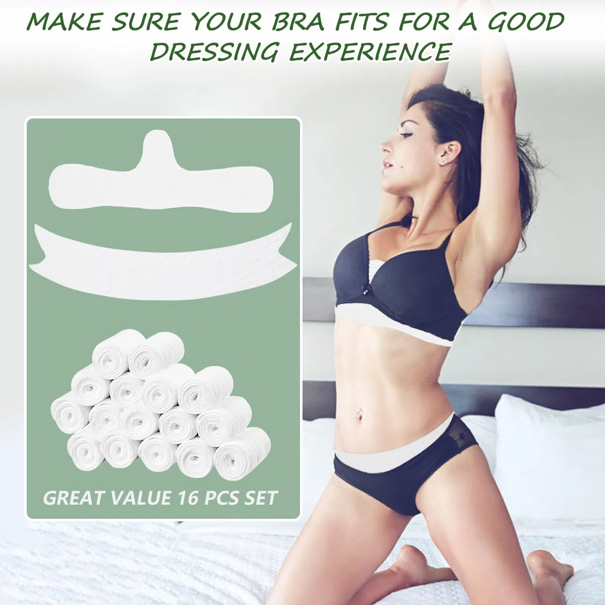 16 fodere per il sudore in cotone sotto il reggiseno, 3 strati riutilizzabili in cotone, supporto fresco per prevenire irritazioni e arrossamenti, imbottiture lavabili per reggiseno in cotone