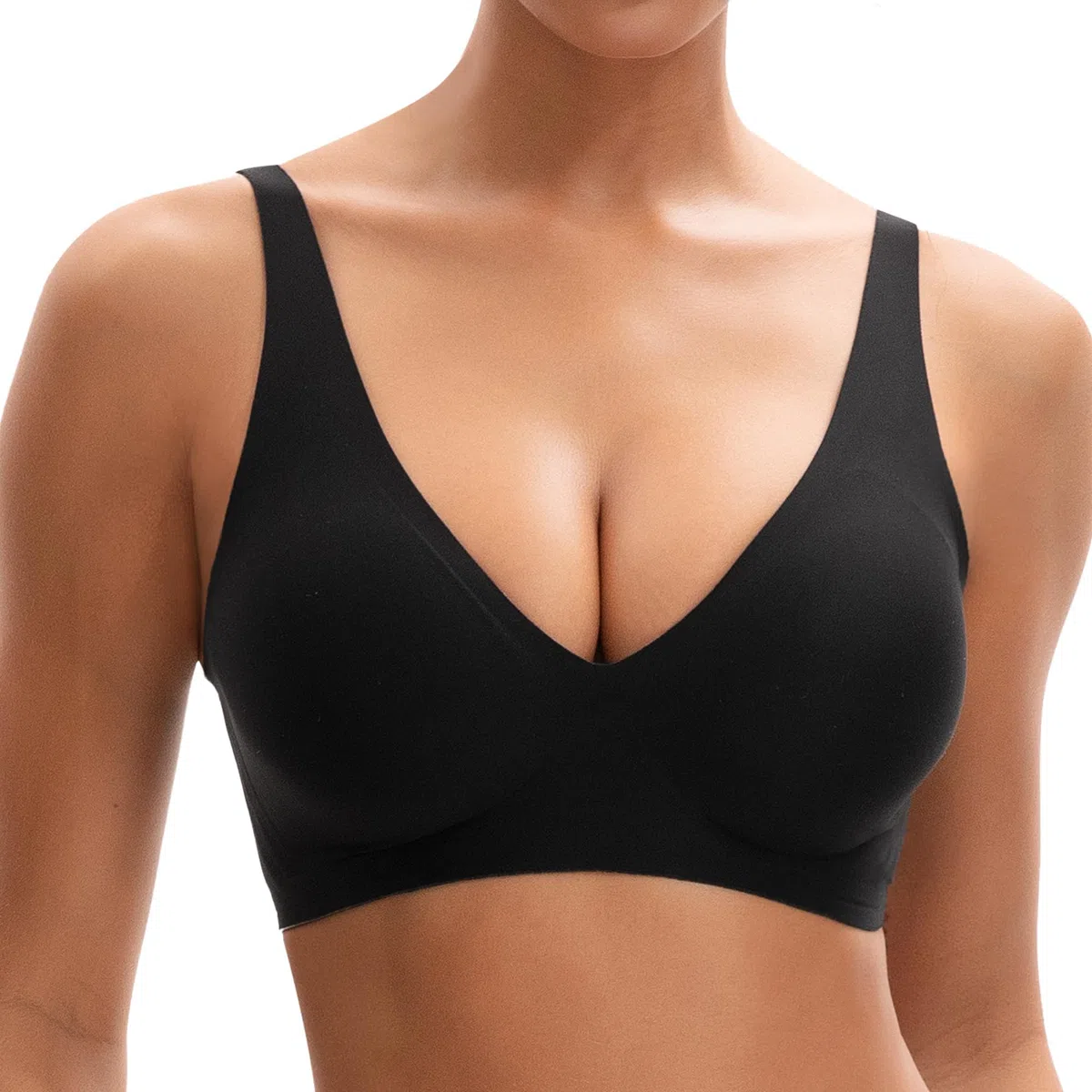 INNERSY Reggiseno Senza Ferretto Invisibile Push Up Reggiseni Donna Basic Scollo a V Intimo Comodo