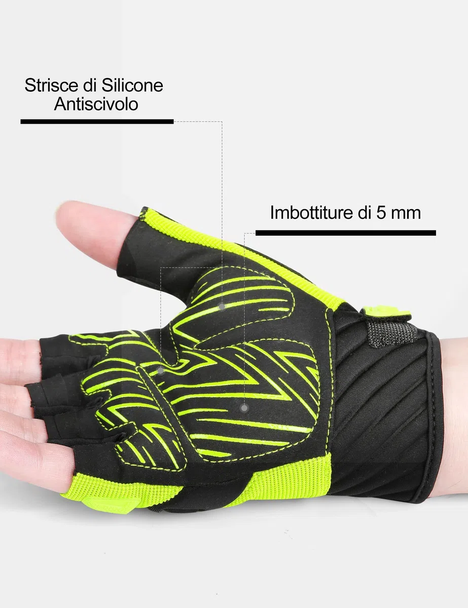 INBIKE Guanti MTB Estivi da Uomo Guanti Ciclismo Senza Dita in 5mm Imbottitura Traspirante Antiscivolo con Ottima Presa