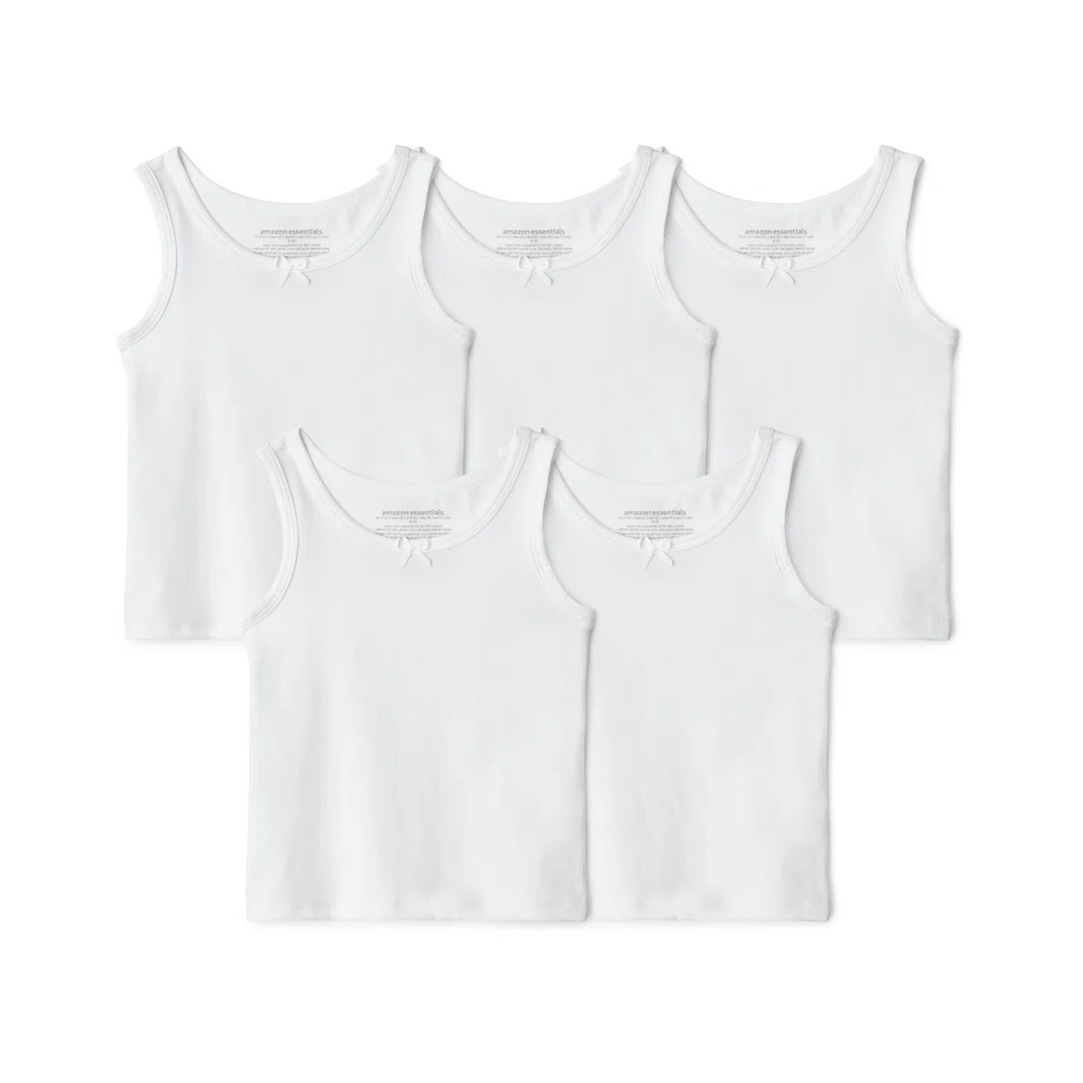 Amazon Essentials Canottiera Intima in Jersey di Cotone Bambine e ragazze, Pacco da 5
