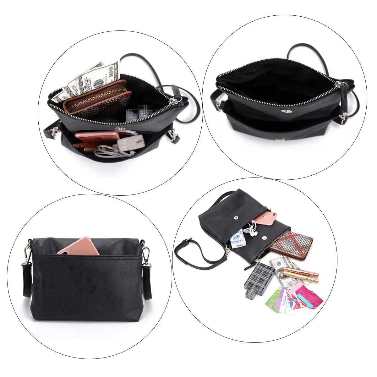 Gladdon borsa tracolla donna, borse donna con 3 scomparti, cartella con multitasche per contenere ciò di cui una donna ha bisogno, morbida e facile da usare