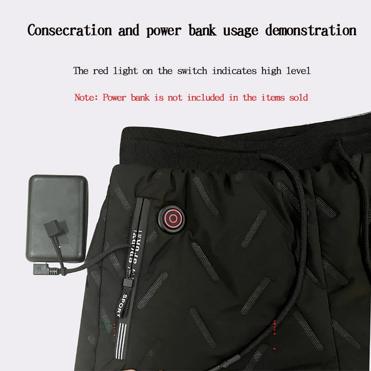 Pantaloni Riscaldati per Uomo Donna, Leggings Riscaldanti Elettrici USB Foderati in Pile, Pantaloni della Tuta Invernali All'aperto, 10 Zone di Riscaldamento (Size : L)