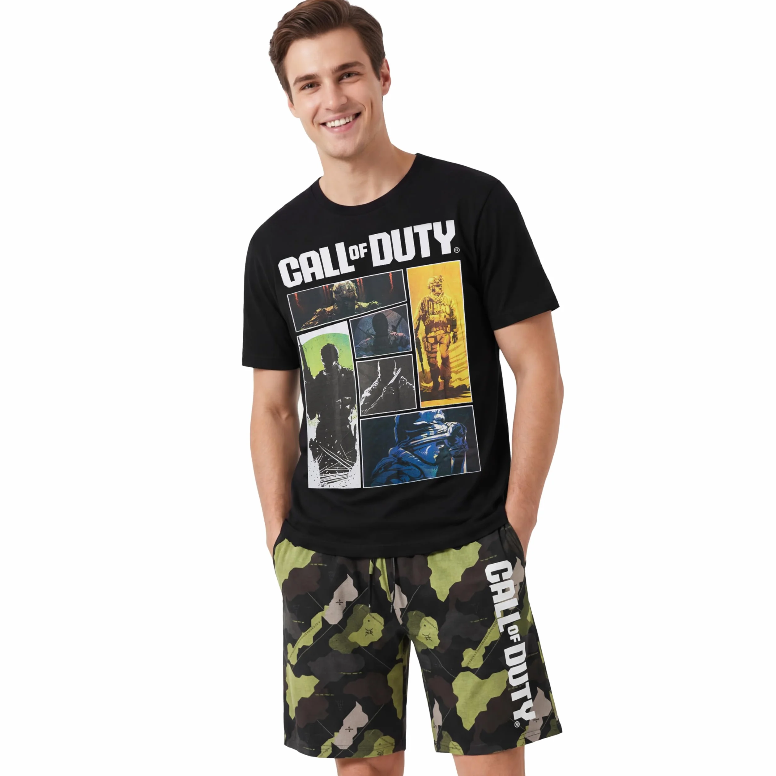 Get Trend - Call of Duty Pigiama Uomo Corto S-3XL, 100% Cotone, Pigiama Estivo 2 Pezzi con T-Shirt e Shorts, Idea Regalo Uomo e Ragazzo