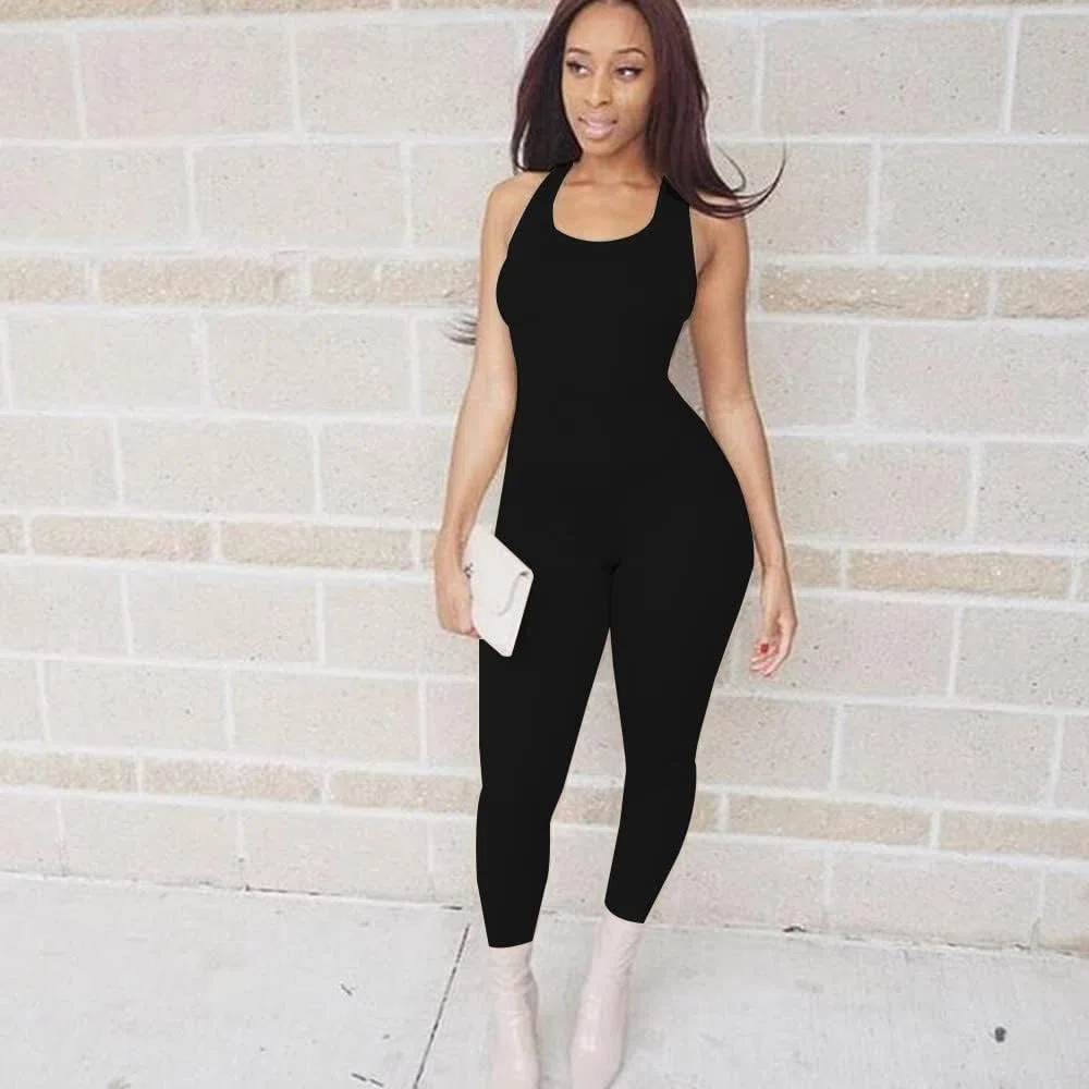 Jumpsuit Donna Tutina Sportiva Tuta Estiva Intera Aderente Completo Lungo Body Pantaloni Sportivi Tutine Elegante per Fitness Yoga Palestra Allenamento