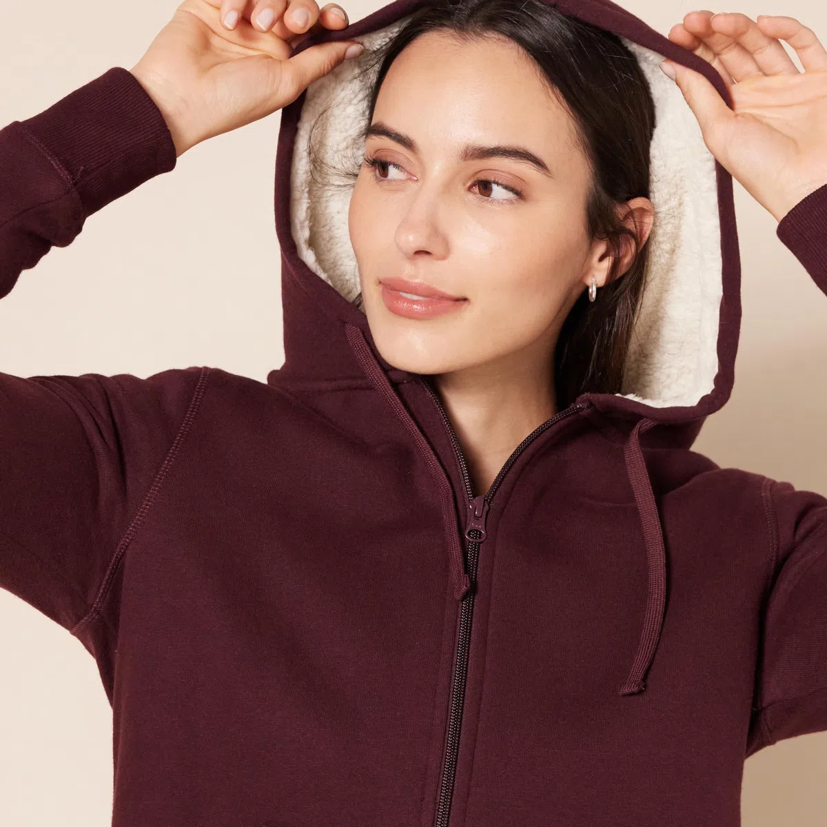 Amazon Essentials Giacca con cappuccio a cerniera intera in pile foderata in sherpa Donna