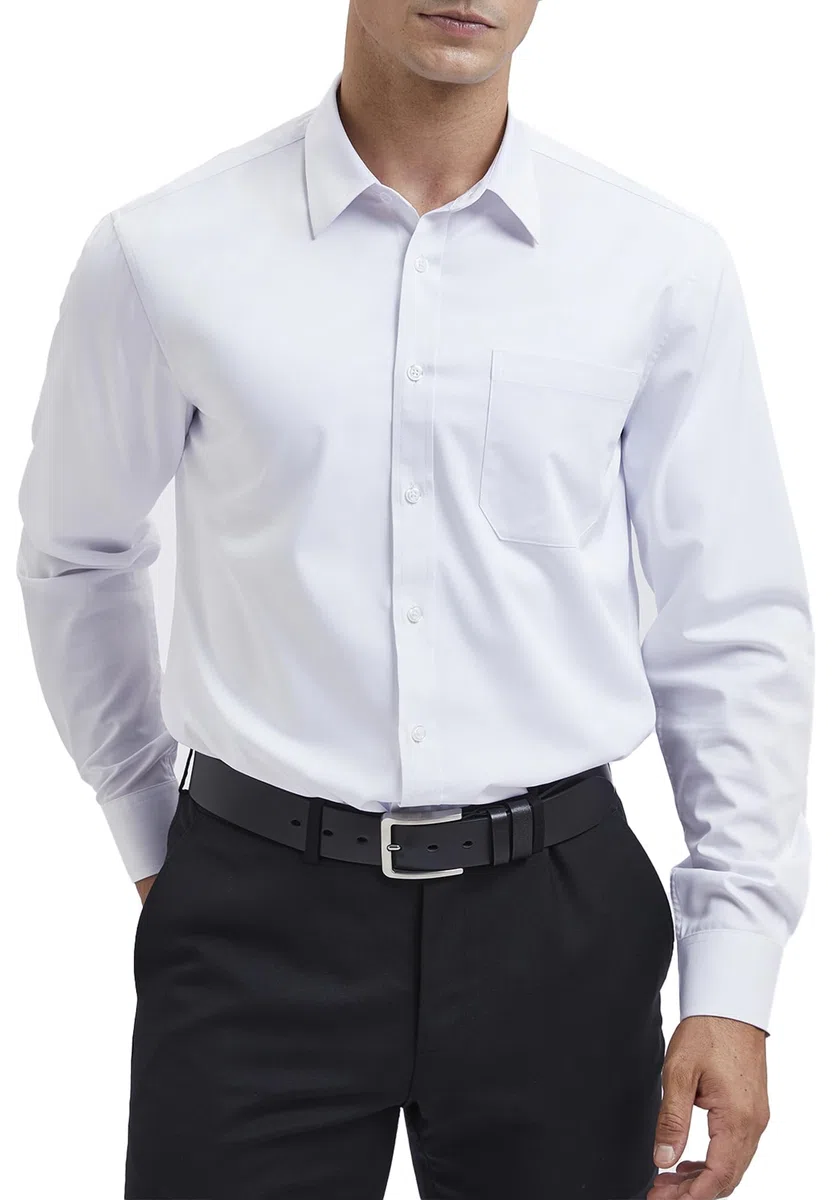 HISDERN Camicia da Uomo a Maniche Lunghe Camicia da Lavoro in Fibra di bambù Camicia Elegante Causale Non Stirata vestibilità Regolare con Tasca S-4XL