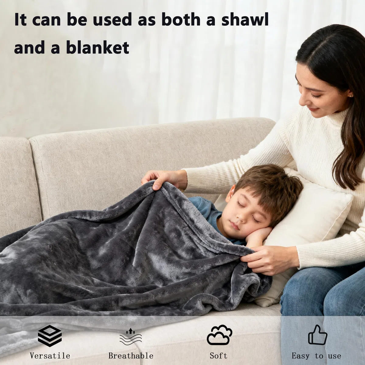 SNZ Comoda coperta indossabile per donne e uomini, comoda coperta in pile per ufficio, viaggi, casa, regalo per mamma, anziani
