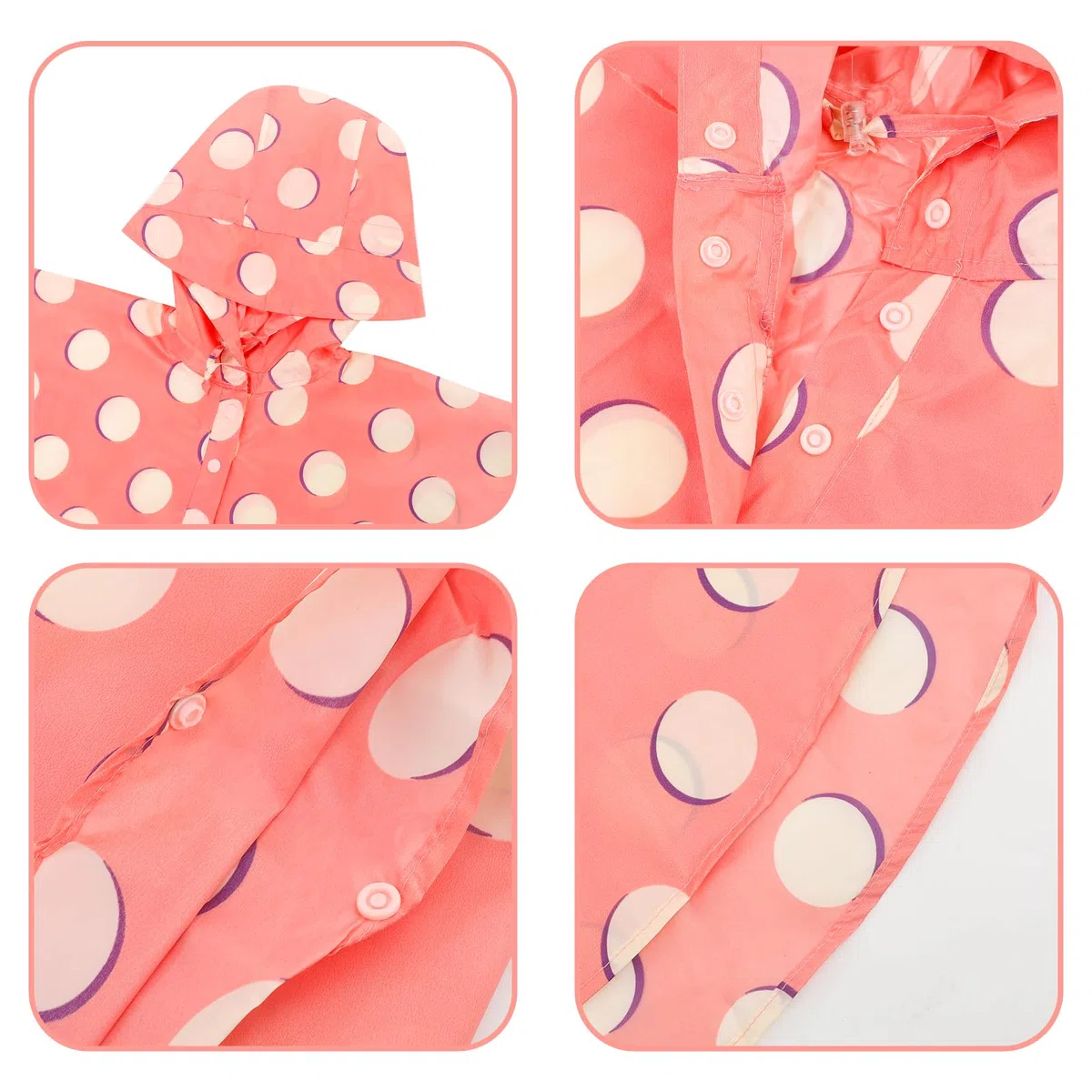 KAKU NANU Mantellina Pioggia Bambino Bambina 3-14 Anni con Cappuccio Poncho Antipioggia Tascabile con Custodia Rosso Giallo Blu Rosa