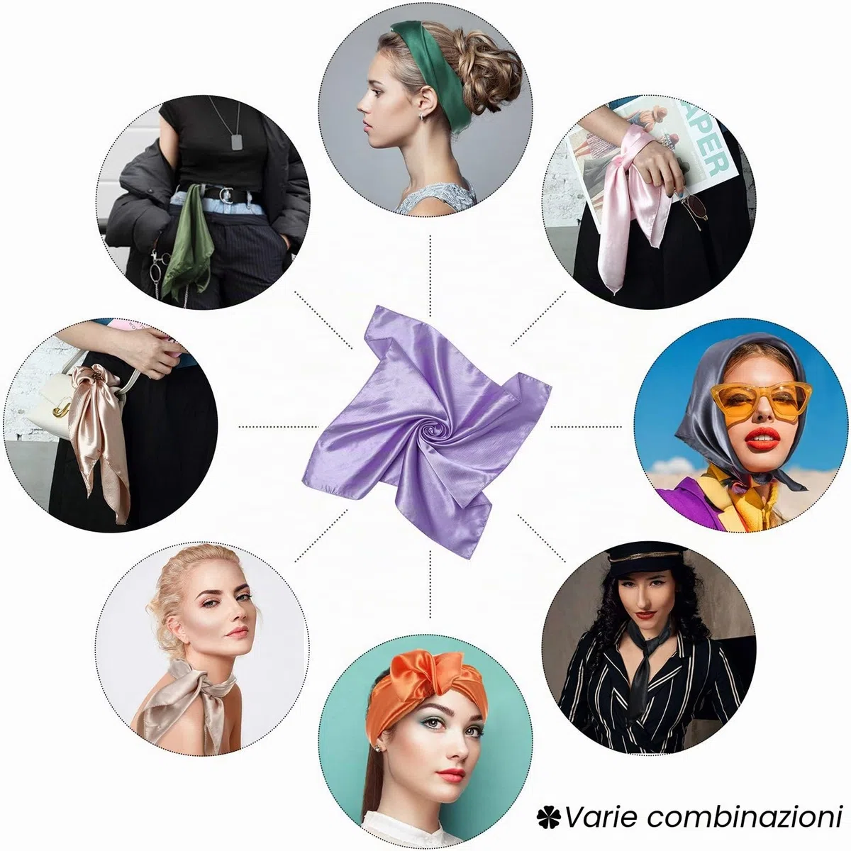 SATINIOR 15 Pezzi Sciarpa Collo Quadrato da Donna Fazzoletto da Collo Tinta Unita Misto Copricapo Sciarpa Bandana