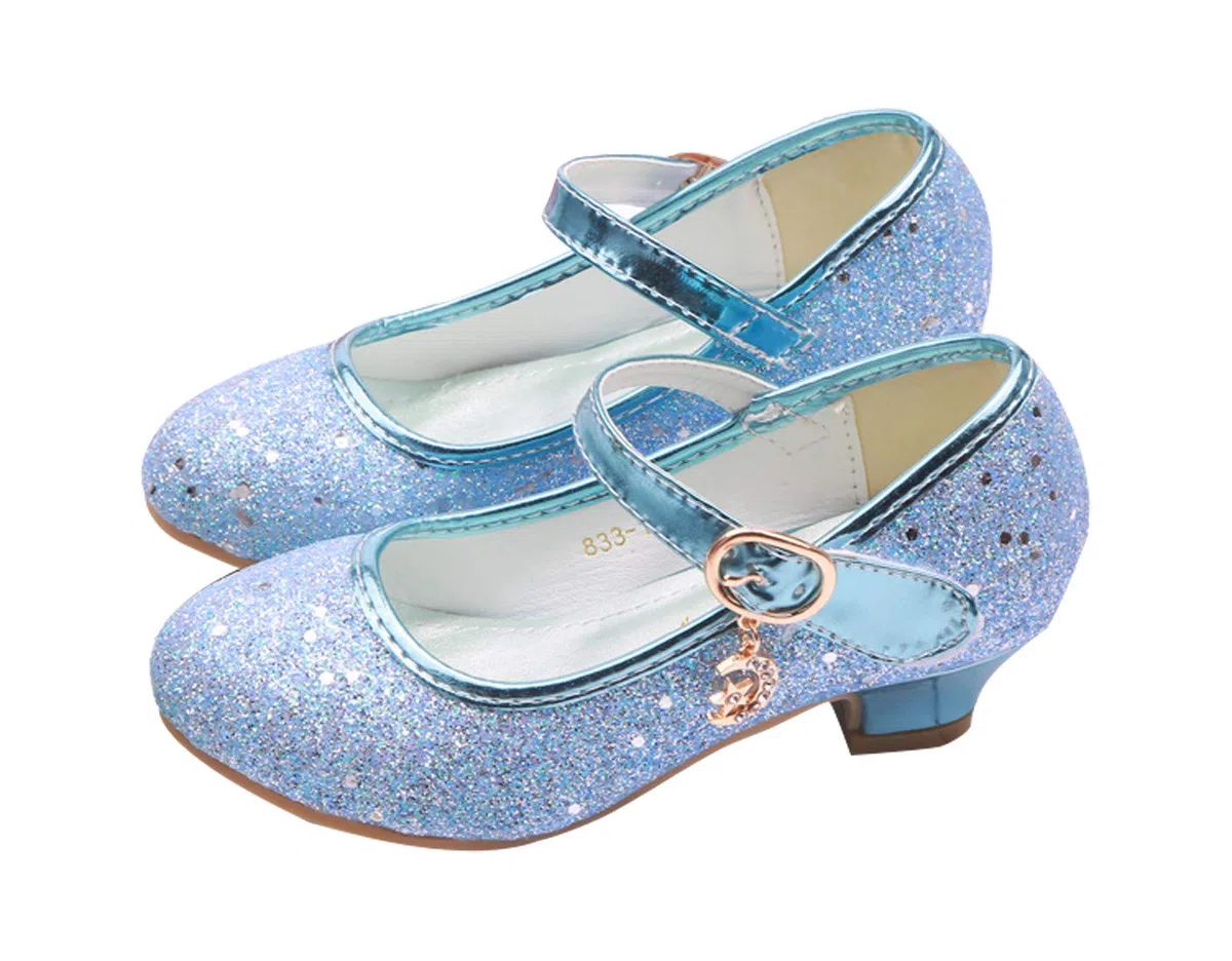 Principessa Scarpe Bambina Festive Scarpe col Tacco da Principessa Cosplay Scarpe da Sera per Bambine Dress Up Cerimonia Festa Scarpe Eleganti Blu,EU25-38