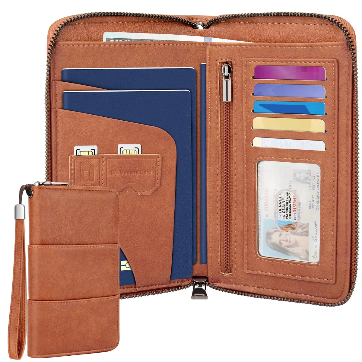Portafoglio da Viaggio RFID, Porta Passaporto per Famiglia in Pelle PU, Portadocumenti da Viaggio con Cinturino Amovibile, Grande Capacità Custodia Passaporto, Organizer Portadocumenti