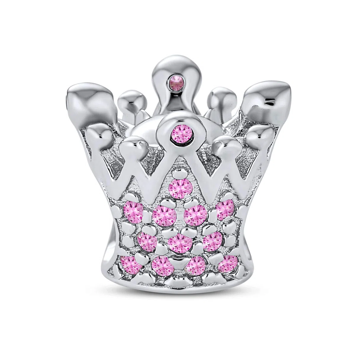 Bling Jewelry Principessa Regina Corona Royalty Rosa Fucsia Cristallo Charm .925 Argento Perlina Per Bracciale Europeo Per Donne