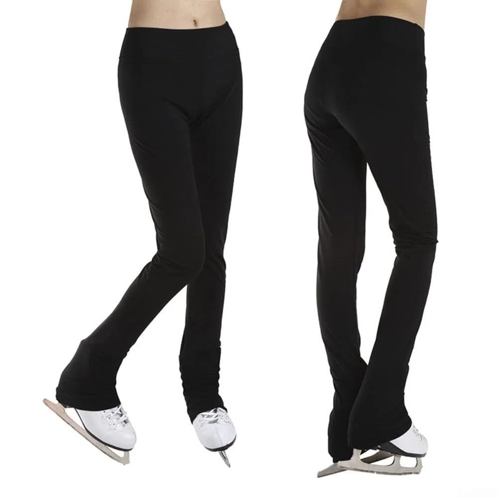 Pantaloni da pattinaggio artistico in morbido nylon per adulti, foderati in pile delicato sulla pelle, con finitura idrorepellente per allenamento flessibile e pratica quotidiana sul ghiaccio