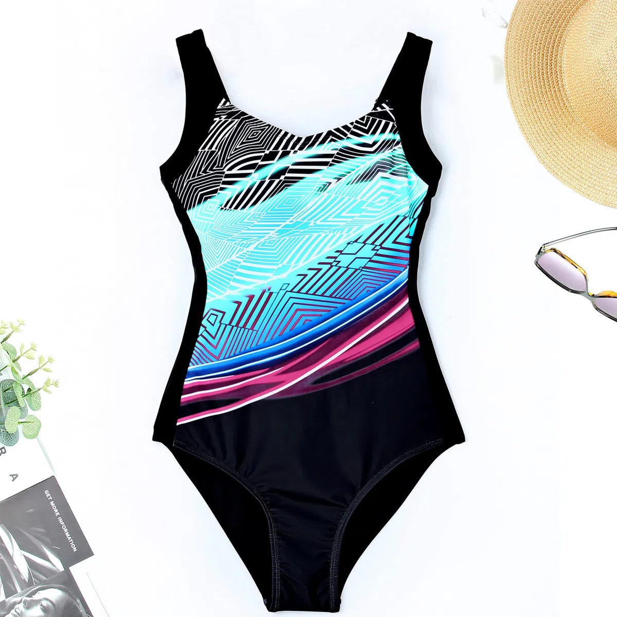 Costume Intero Donna V Scollo Backless Controllo della Pancia Vintage Costume da Bagno Un Pezzo Curvy Monokini Beachwear Mare Piscina e Spiaggia Sexy Costume Intero