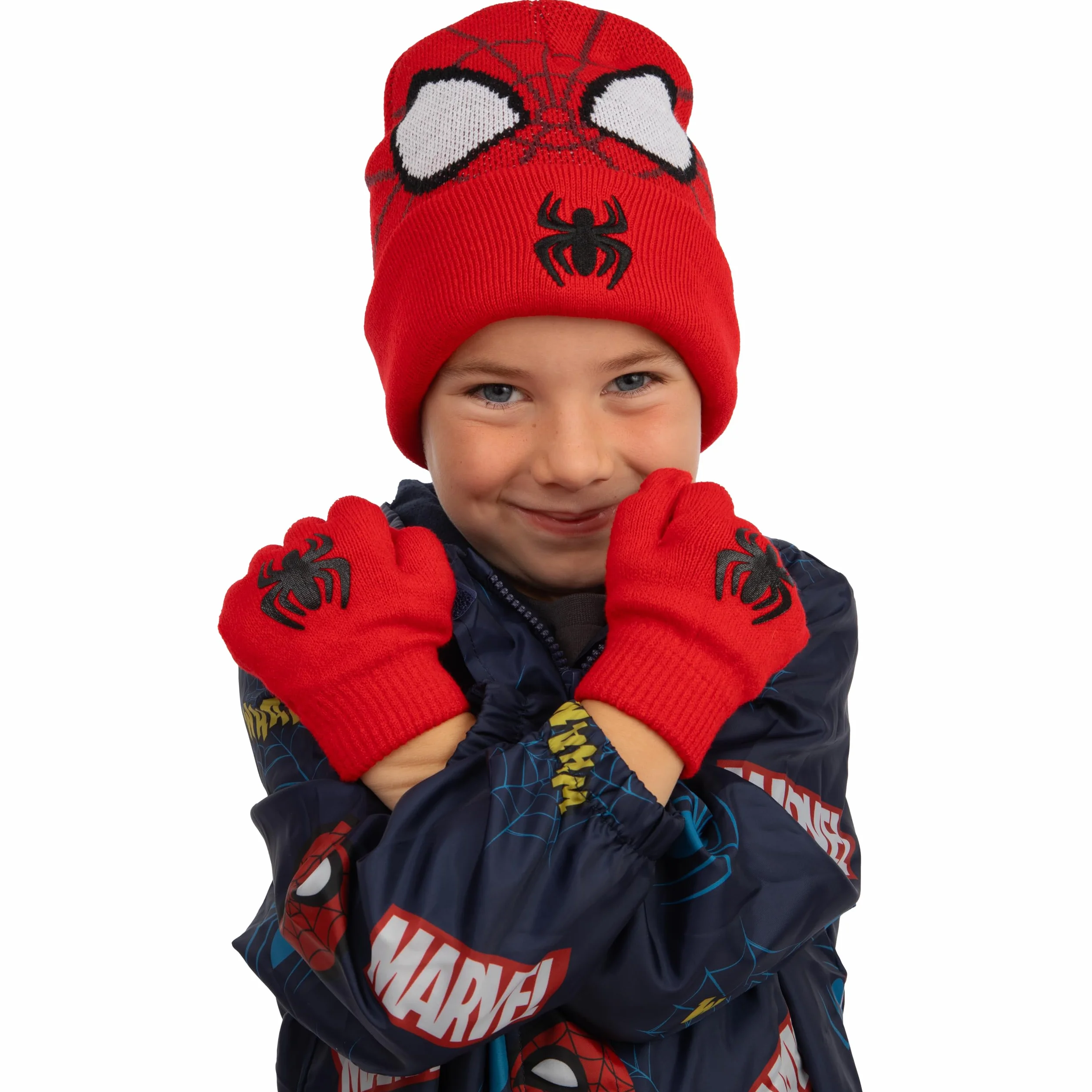 Marvel Set Guanti E Cappellino Bambino Spiderman, Set Guanti Invernali E Cappello Spidey, Cappello Spiderman Bambino, Taglia Unica Rosso