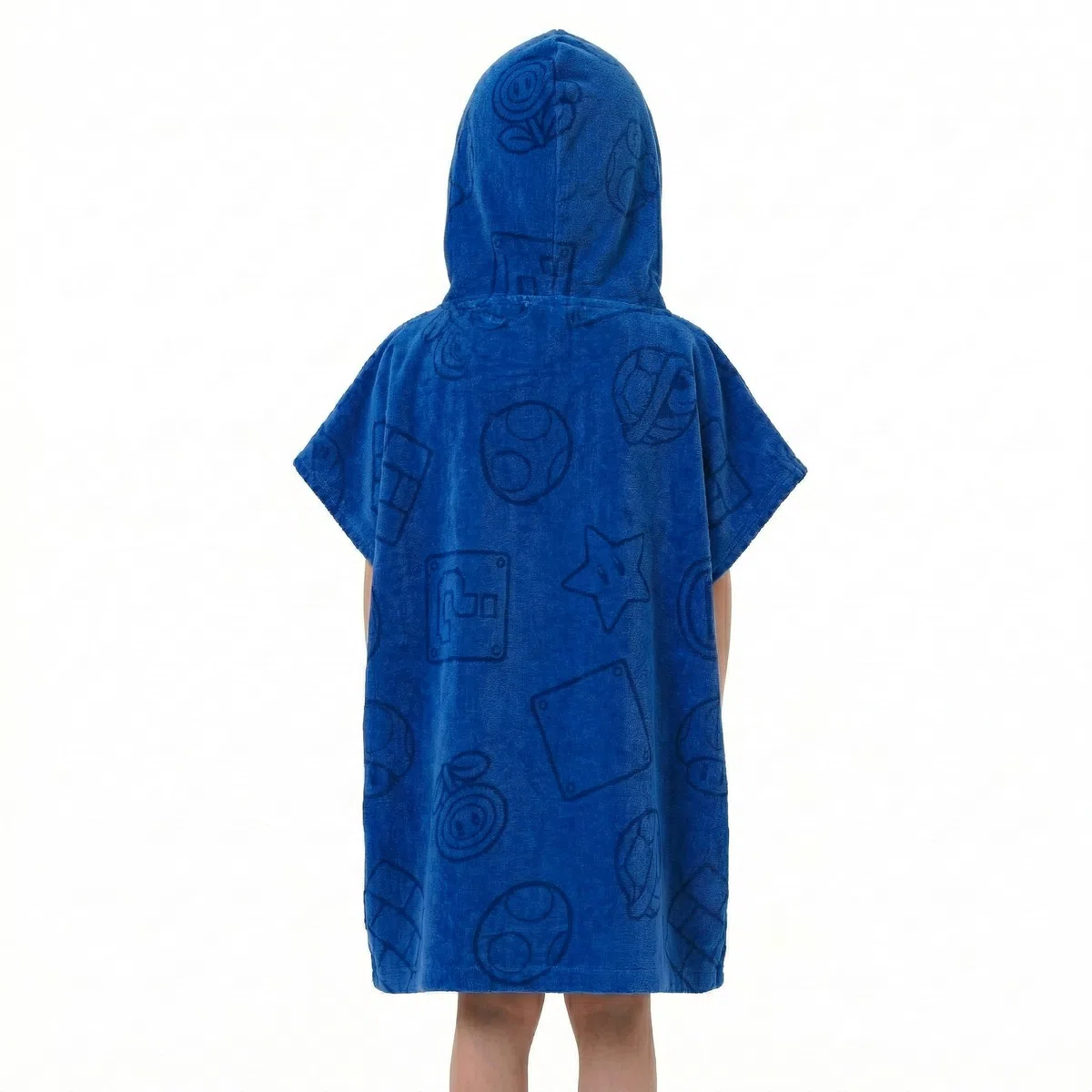 SUPER MARIO BROS Costume da bagno Gioco poncho asciugamano con cappuccio giochi per bambini taglia unica blu
