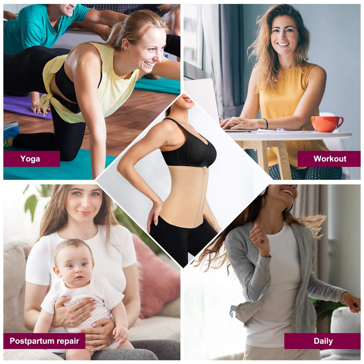 KUMAYES Donna Body Contenitivo Modellante Dimagrante Corsetto Stringivita Vita Intimo Fascia Post Parto Shapewear Snellente