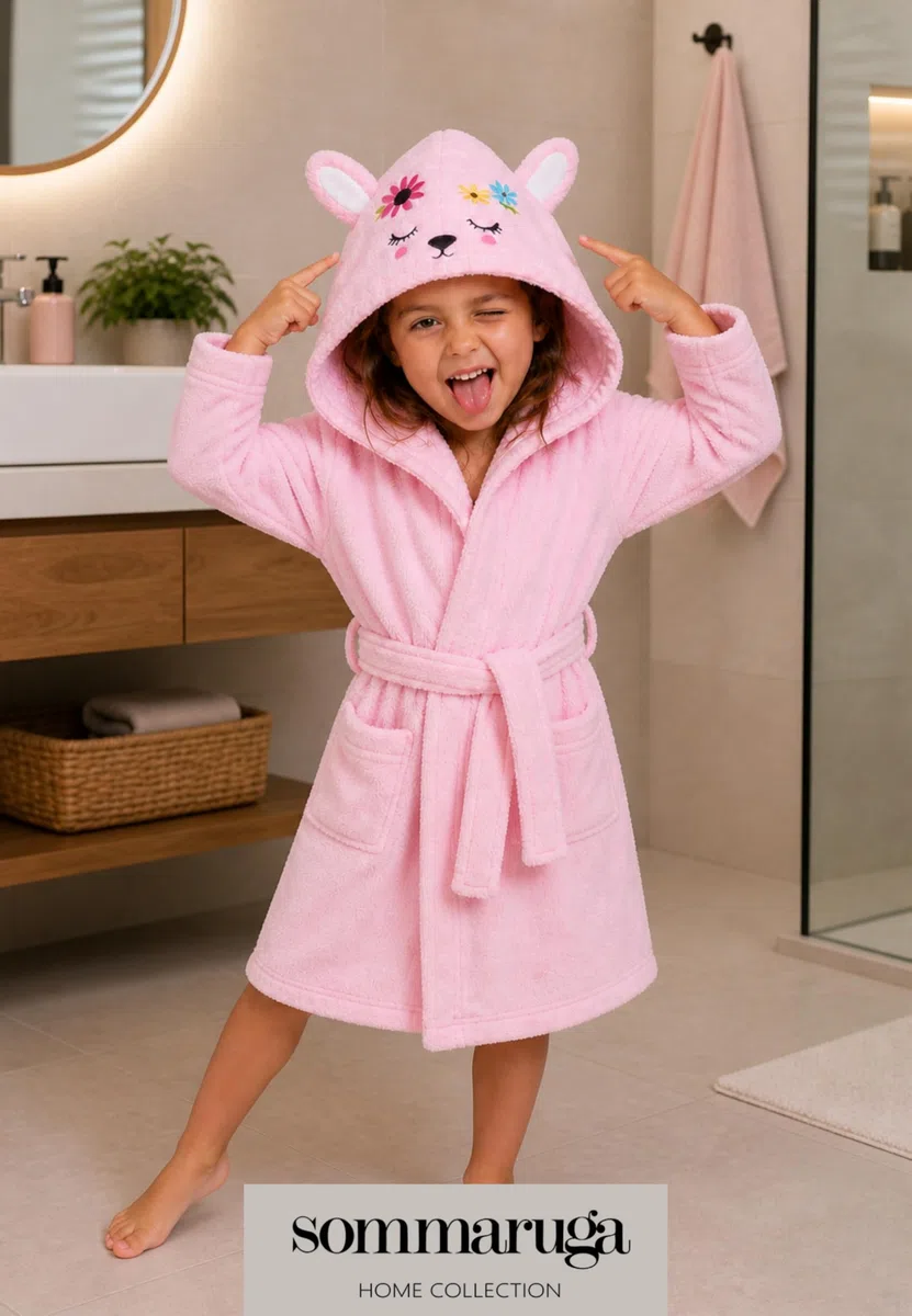Intimitaly SOMMARUGA - Accappatoio Bambino in Spugna con Cappuccio a Forma di Animali, 100% Cotone, Spugna Morbida, per Maschio e Femmina, Taglie 3-4, 5-6, 7-8 Anni