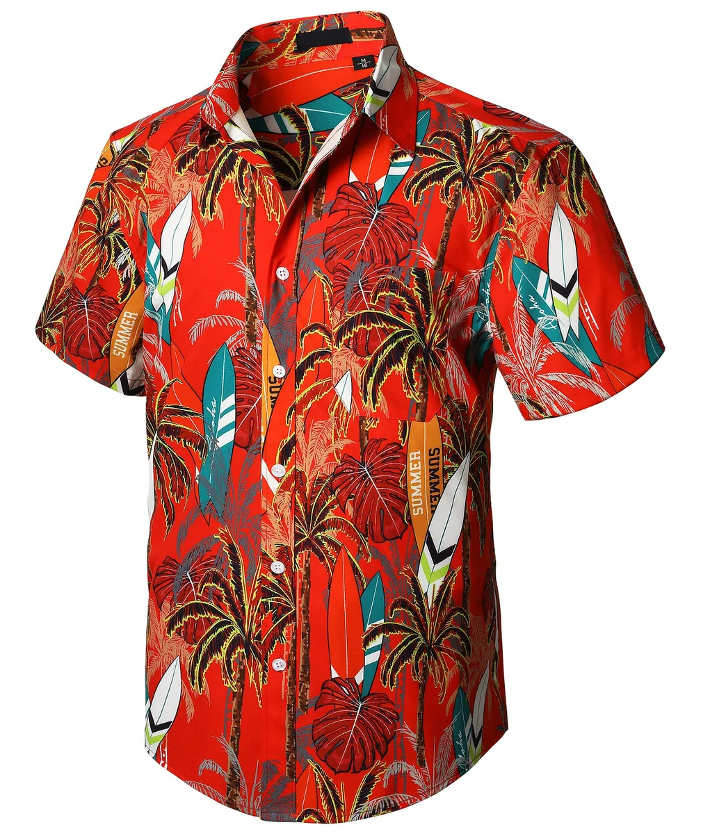 Enlision Camicia Hawaiana Uomo Funky Manica Corta con Tasca Frontale Camicie Hawaiane Floreale Ananas Tropicale Foglia di Palma Stampata Aloha Shirt S-4XL