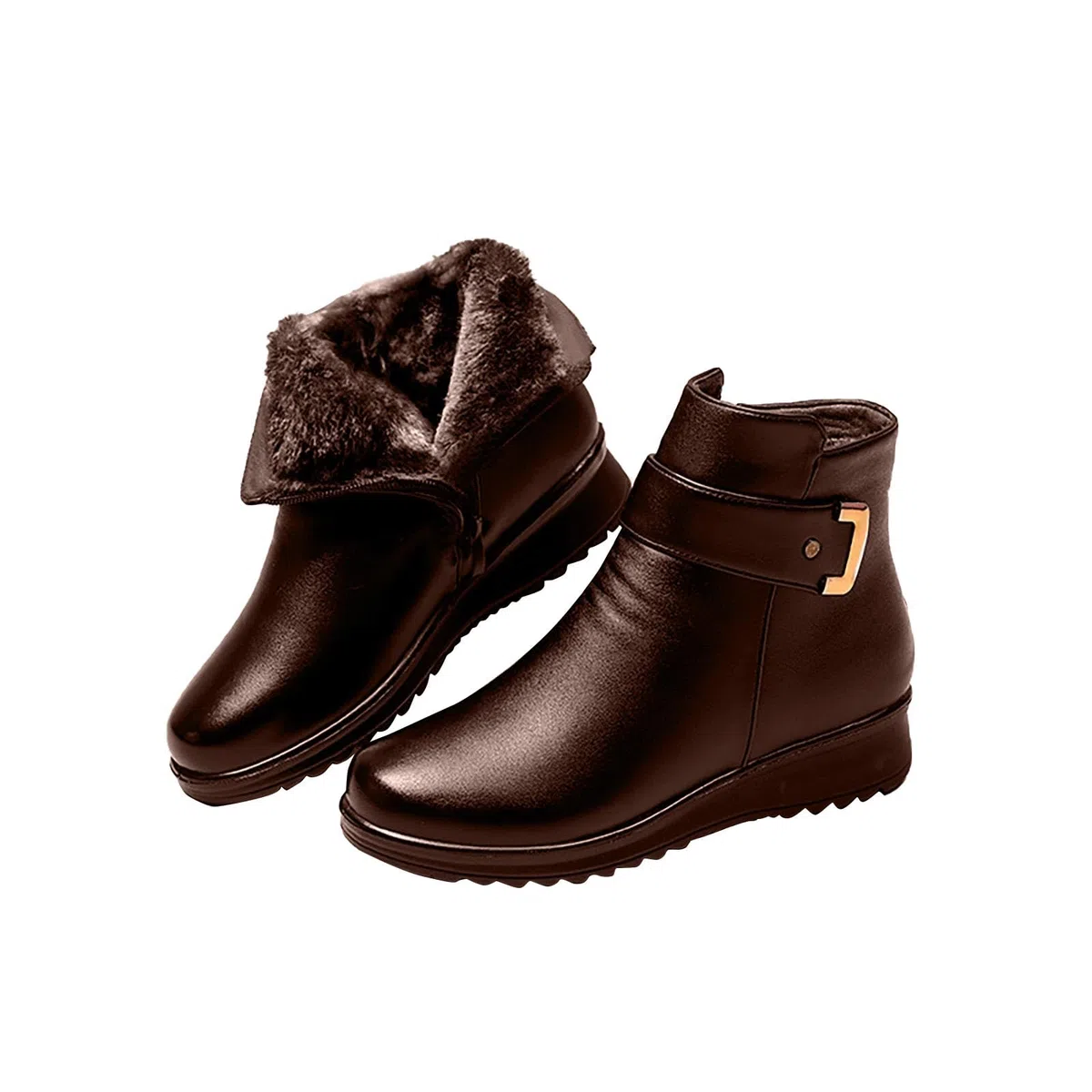 Stivali invernali da donna in pelle imbottita, stivali corti, caldi e antiscivolo, chiusura laterale con cerniera, eleganti scarpe invernali in pelle, comodi stivali corti per donne in pelle