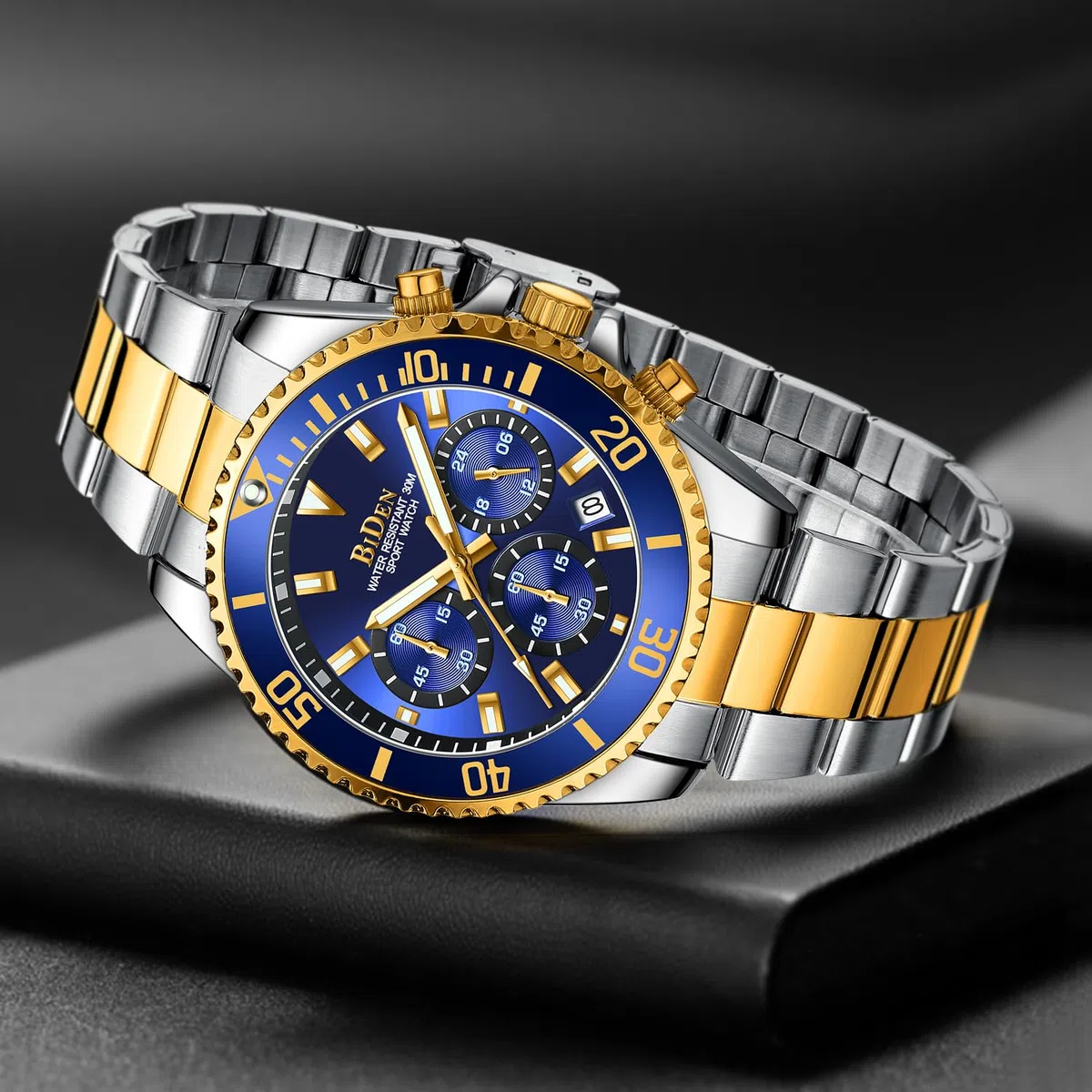 HANPOSH Orologio Uomo Orologio Militare Acciaio Cronografo Impermeabile Luminosi Design Orologi Quadrante Grande da Polso Elegante Sportivo Analogici Data
