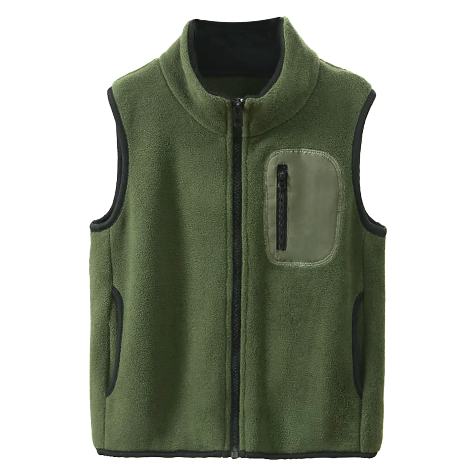 Bambini Gilet in Pile Collo Alto Senza Maniche Giacca Pile Polare Gilet Tinta Unita Genitore-Bambino Leggero Top Capispalla