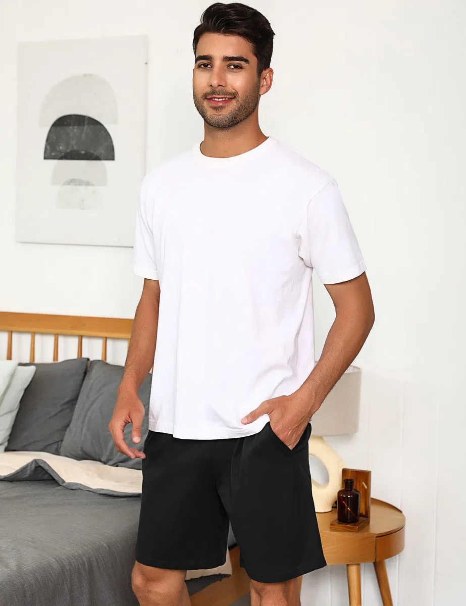 Calze da Pigiama da Uomo in Cotone Pantaloni Pantaloncini Bermuda Corti Morbidi Pantaloncini da Jogging Sportivi Casual da Notte Elastici Regolabili e Tasche Pantaloncini Estivi